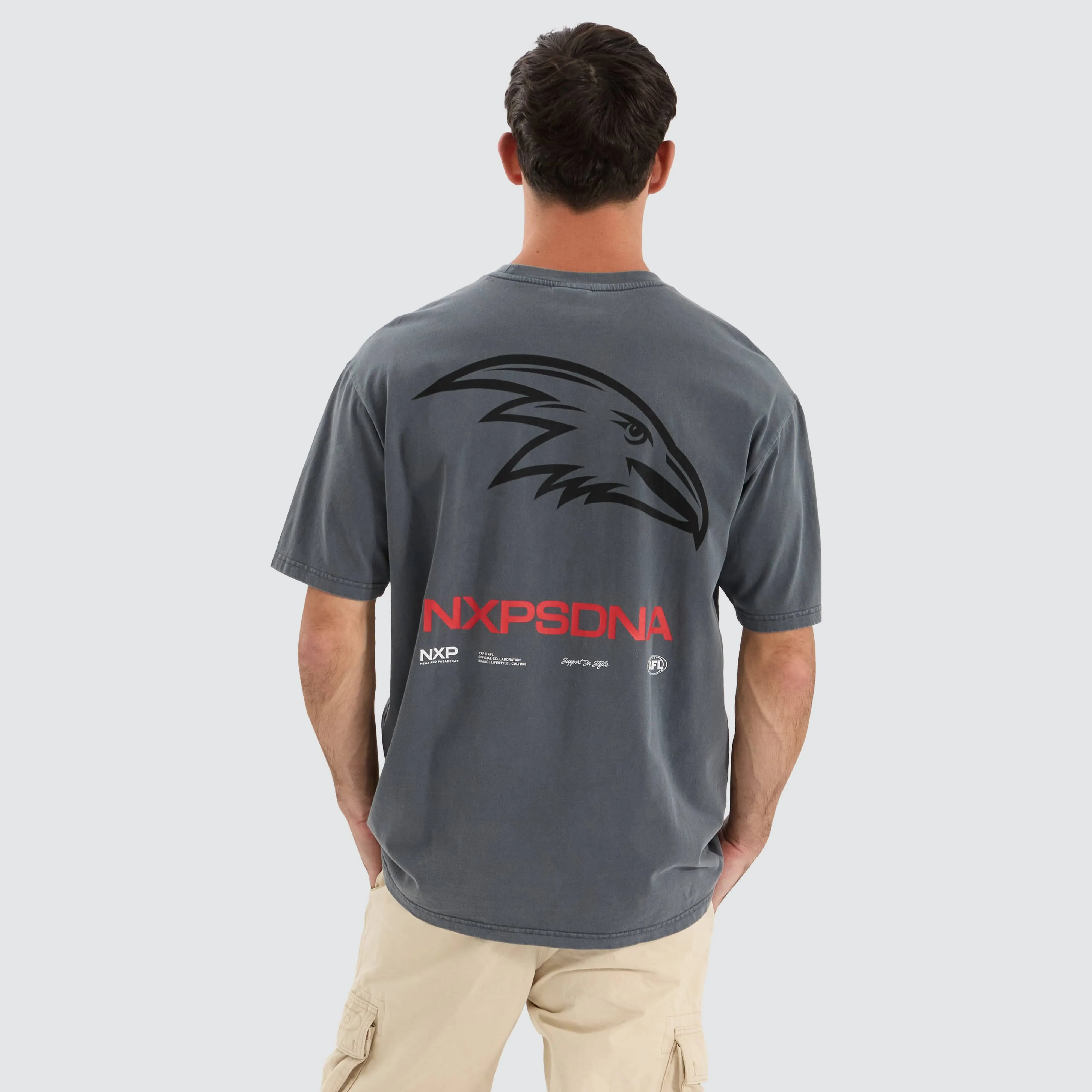 Adelaide Crows AFL Box Fit Tee Pigment Charcoal
