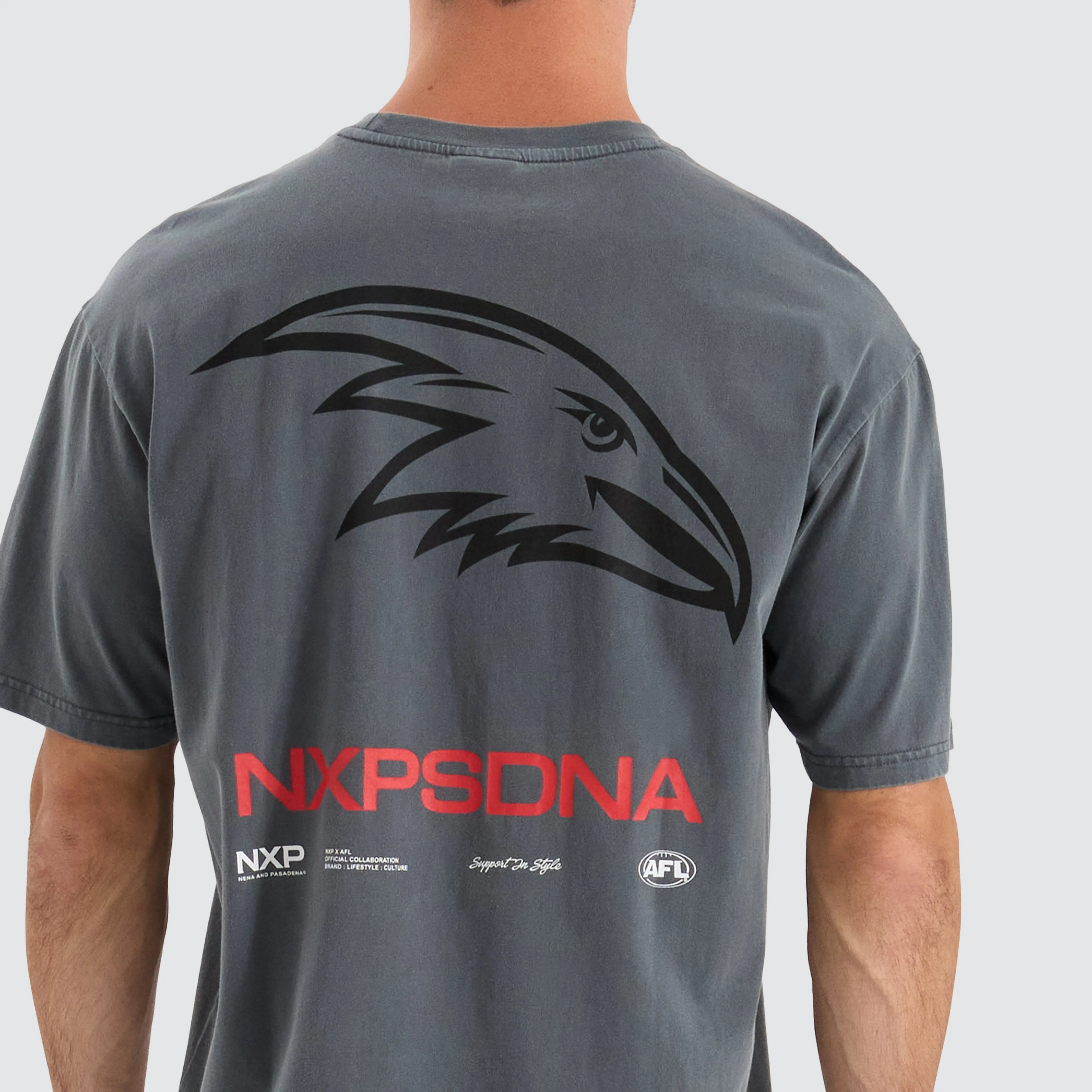 Adelaide Crows AFL Box Fit Tee Pigment Charcoal