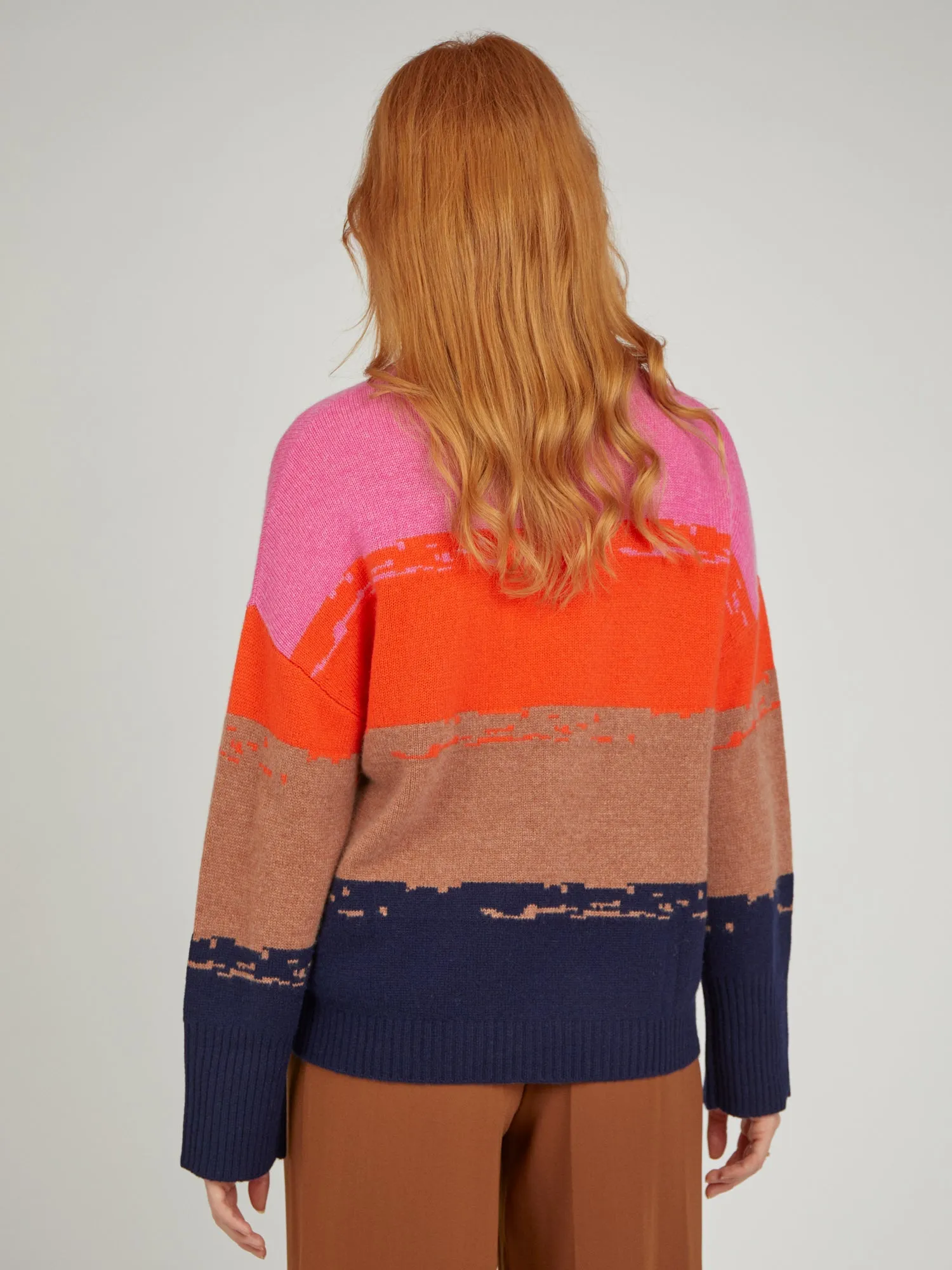 Ariana Block Stripe Navy Jumper