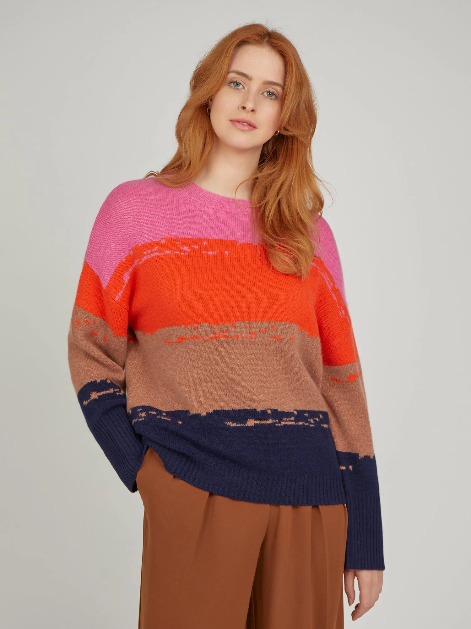 Ariana Block Stripe Navy Jumper