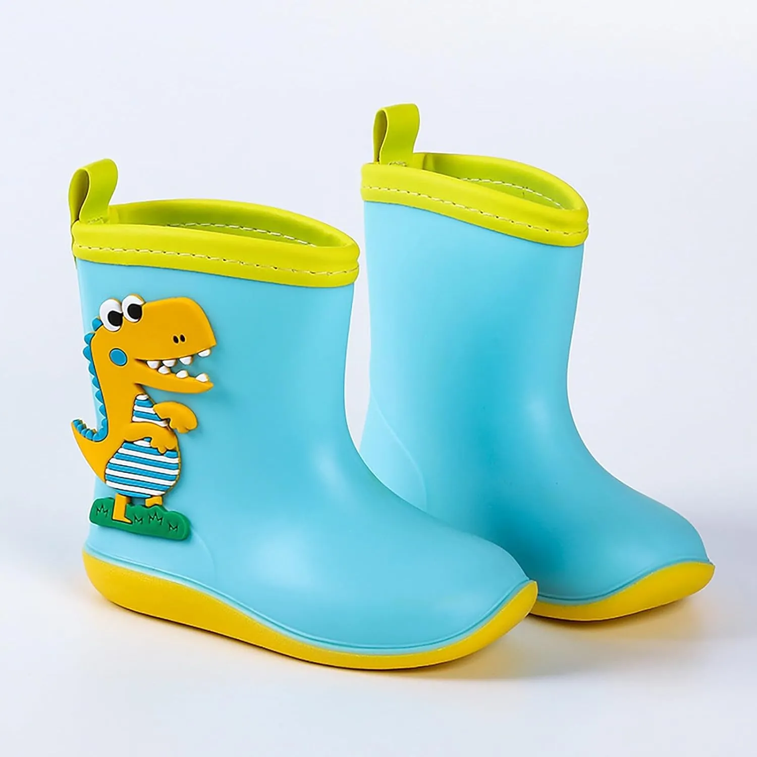 Baby Kids Easy On Rain Boots For Toddler Little Kid Dinosaur Print Rainboots Waterproof Non Slip Boys Rubber Boots
