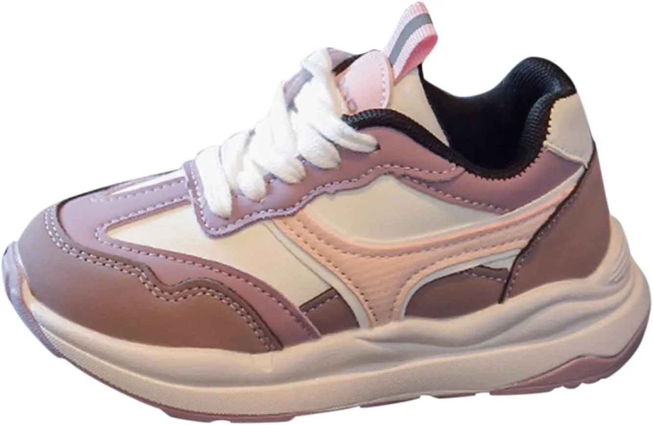 Boys Girls School Running Shoes, Kids Lace-up Lightweight Breathable Tennis Shoes, Flat Bottom Casual Walking Shoes