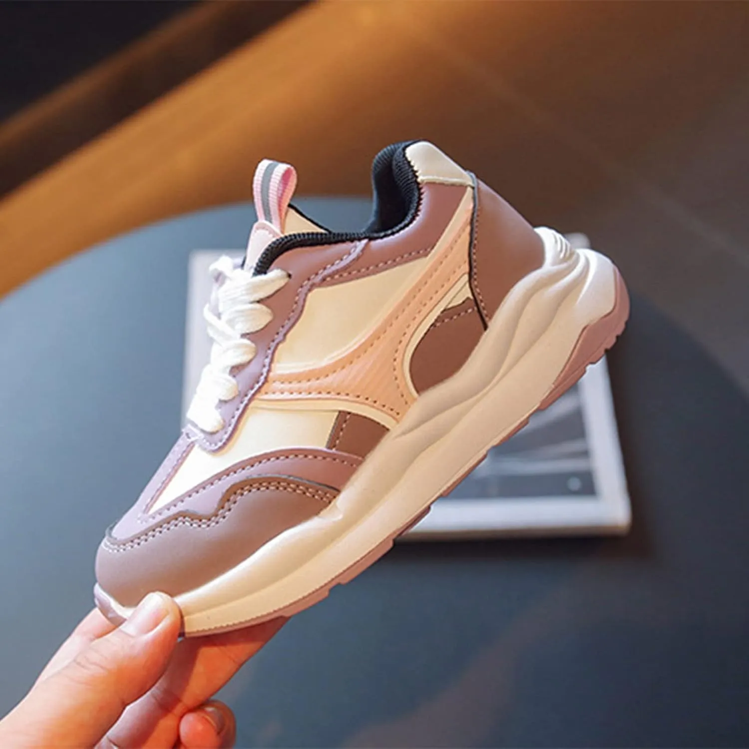 Boys Girls School Running Shoes, Kids Lace-up Lightweight Breathable Tennis Shoes, Flat Bottom Casual Walking Shoes