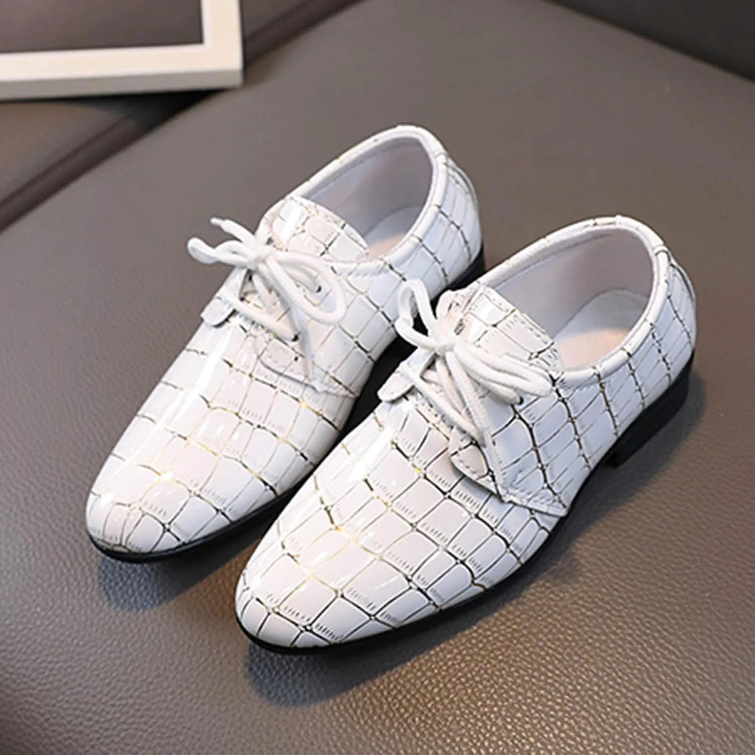 Boys Pointed Toe Dress Shoes Boys Wingtip Oxford Dress Formal Shoes Toddler Lce Up Loafer Wedding Leather Shoes