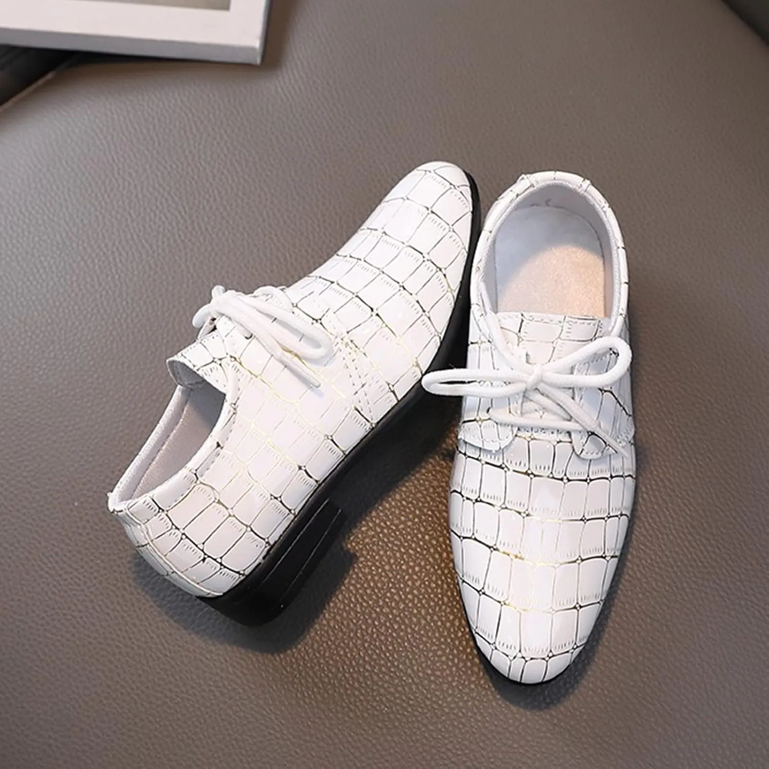 Boys Pointed Toe Dress Shoes Boys Wingtip Oxford Dress Formal Shoes Toddler Lce Up Loafer Wedding Leather Shoes