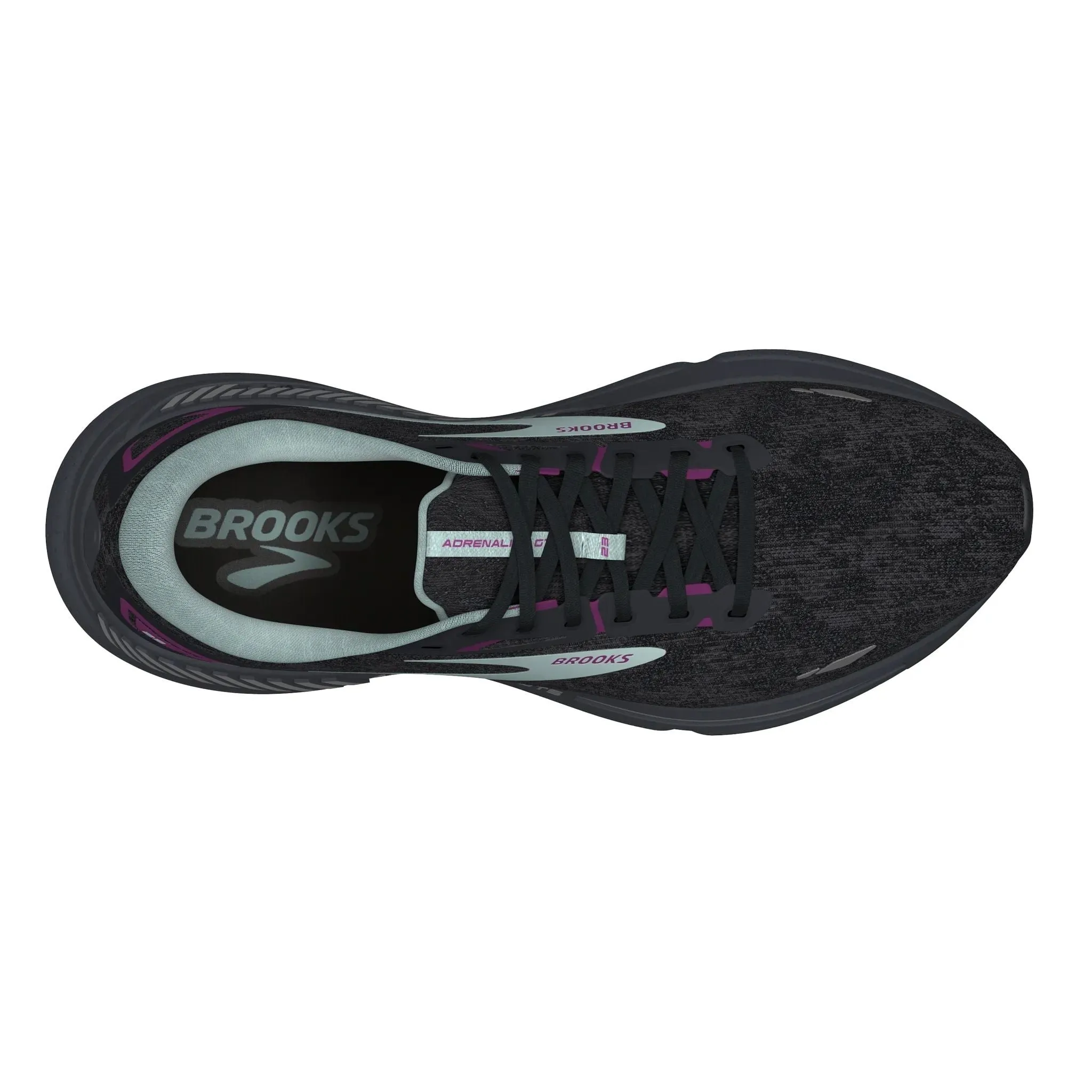 Brooks Women's 120381 072 Adrenaline GTS 23 Black Light Blue Purple Cushion Support Running Shoes
