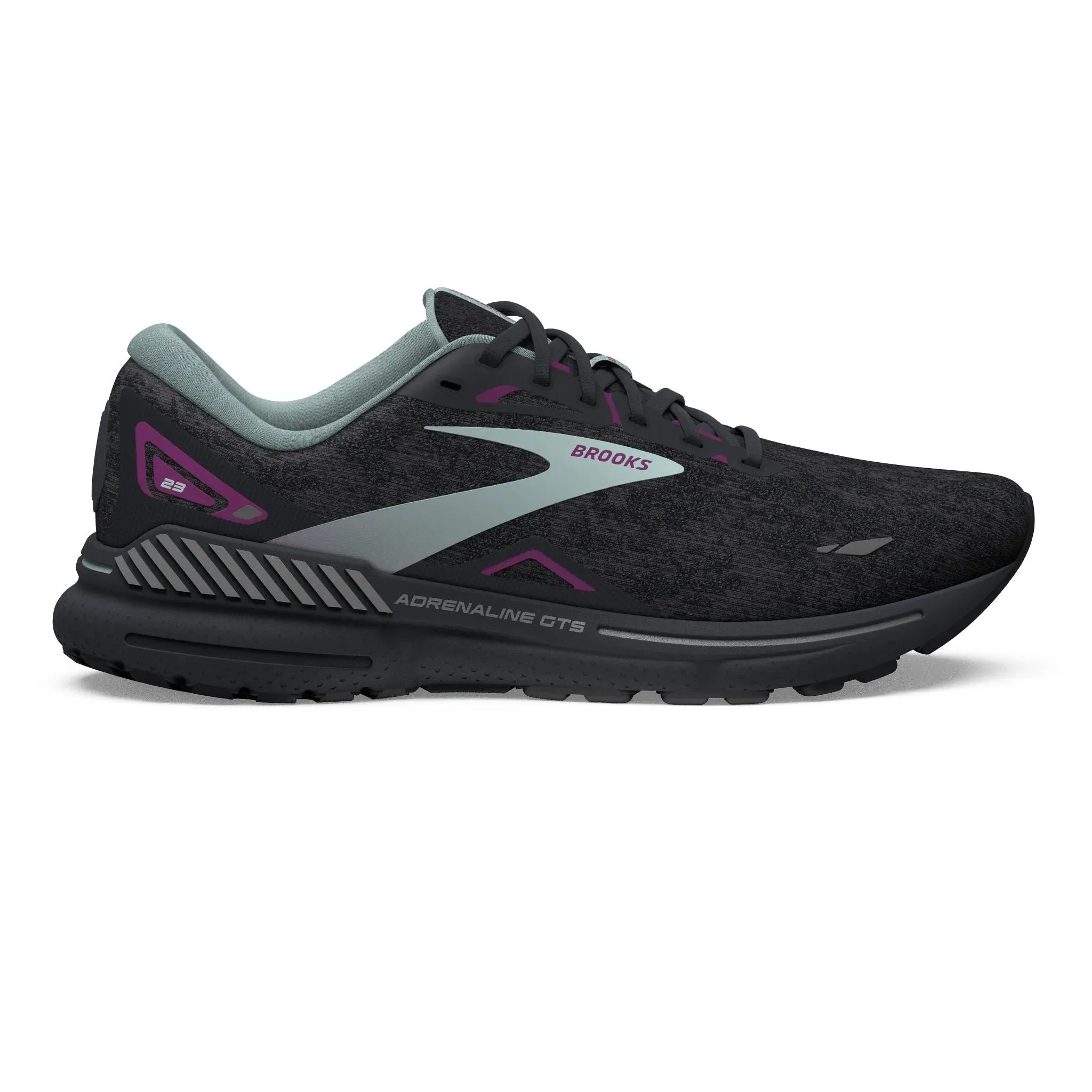 Brooks Women's 120381 072 Adrenaline GTS 23 Black Light Blue Purple Cushion Support Running Shoes