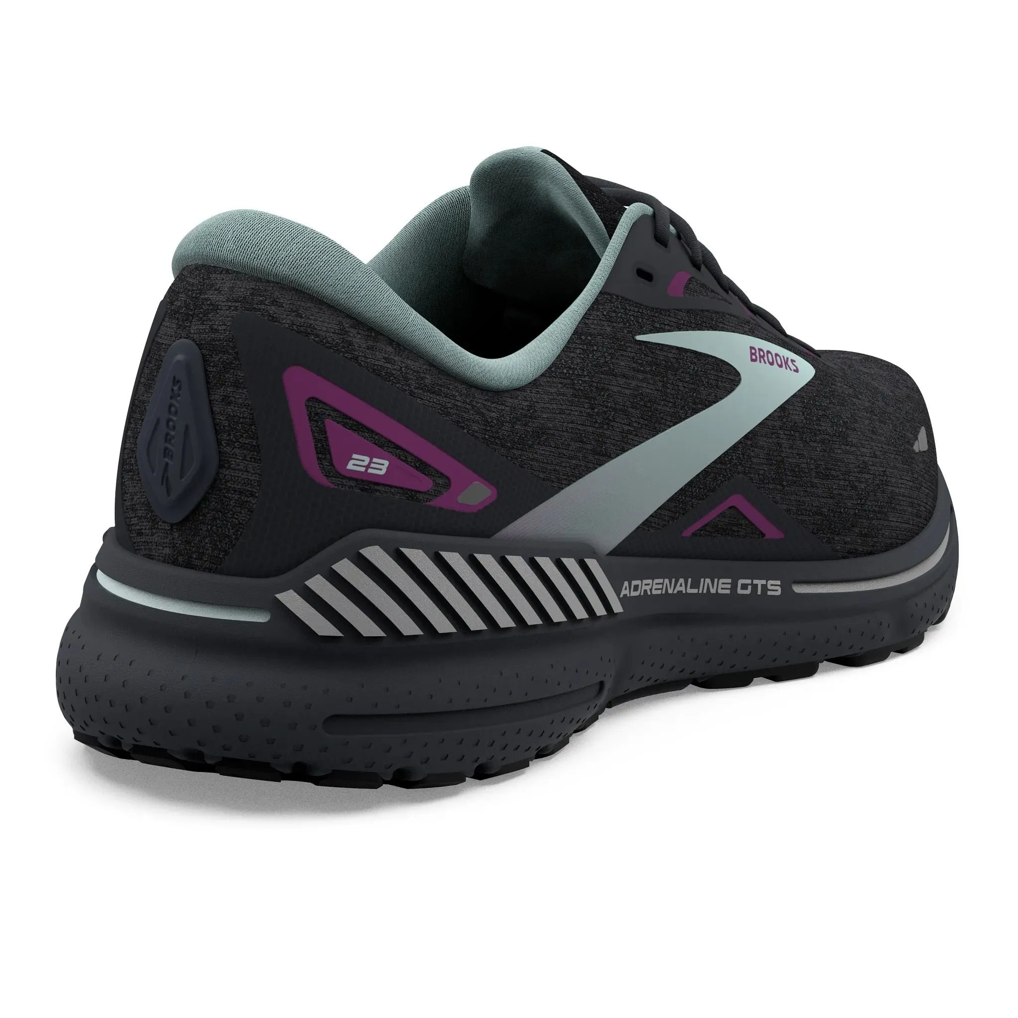 Brooks Women's 120381 072 Adrenaline GTS 23 Black Light Blue Purple Cushion Support Running Shoes