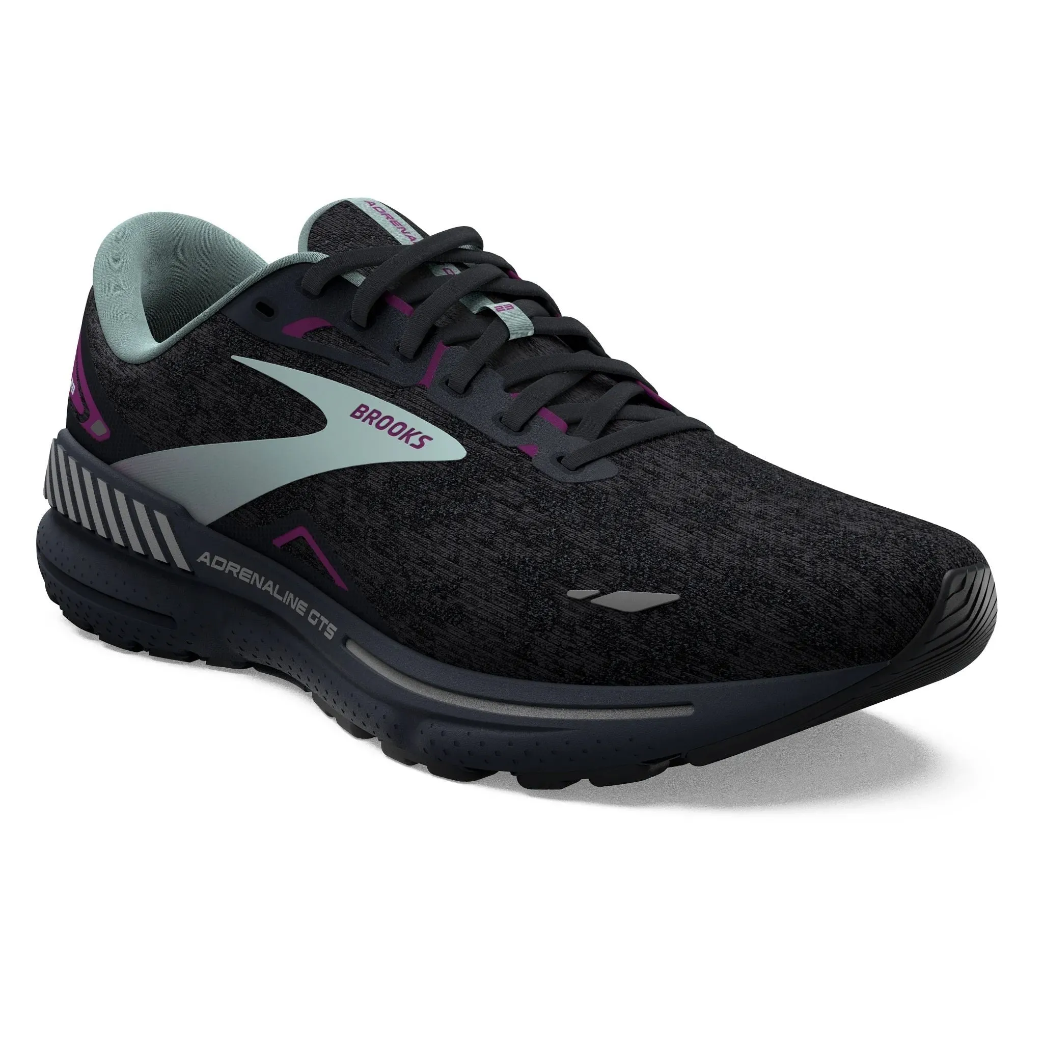 Brooks Women's 120381 072 Adrenaline GTS 23 Black Light Blue Purple Cushion Support Running Shoes