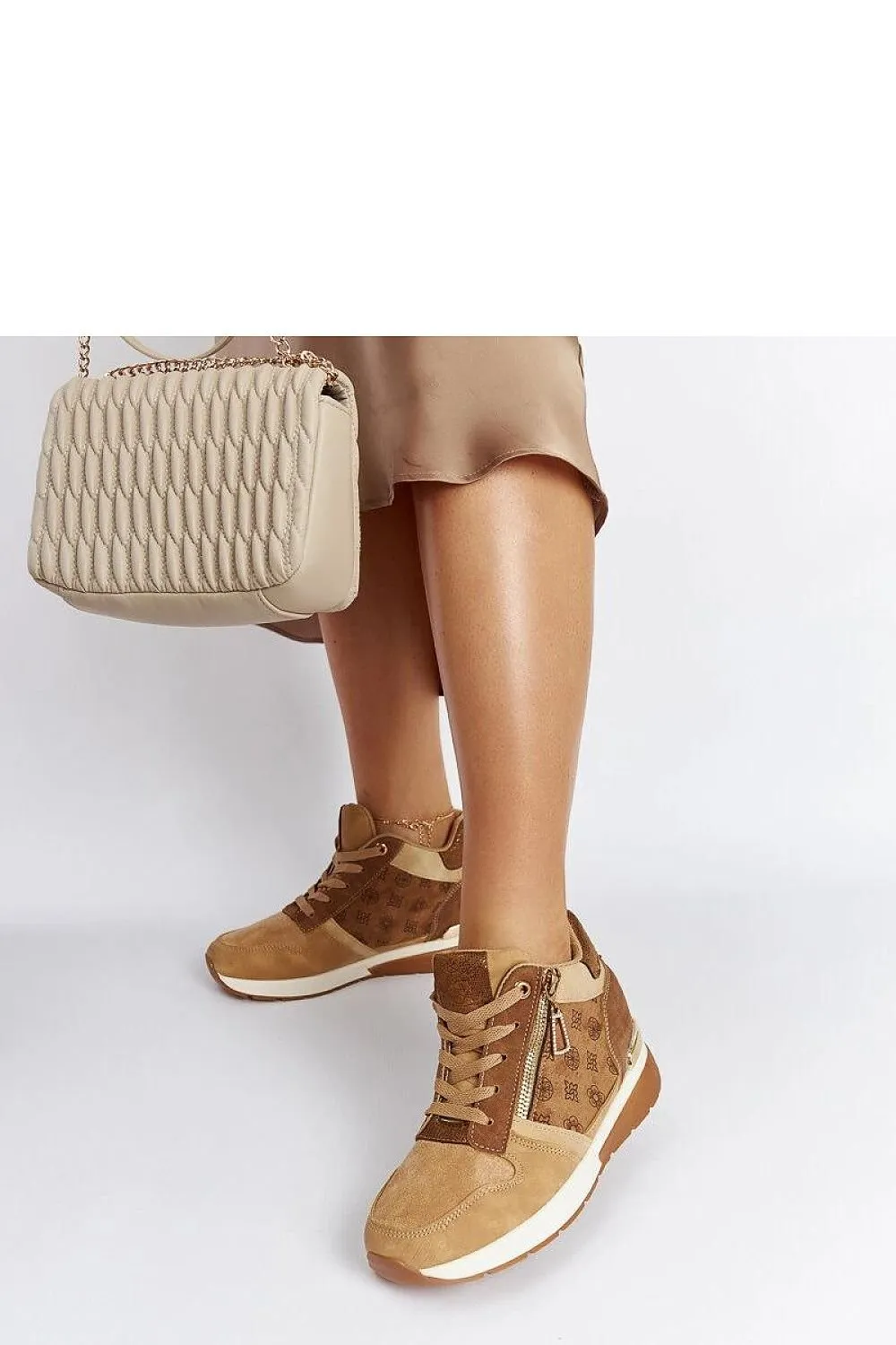 Brown wedge sneakers