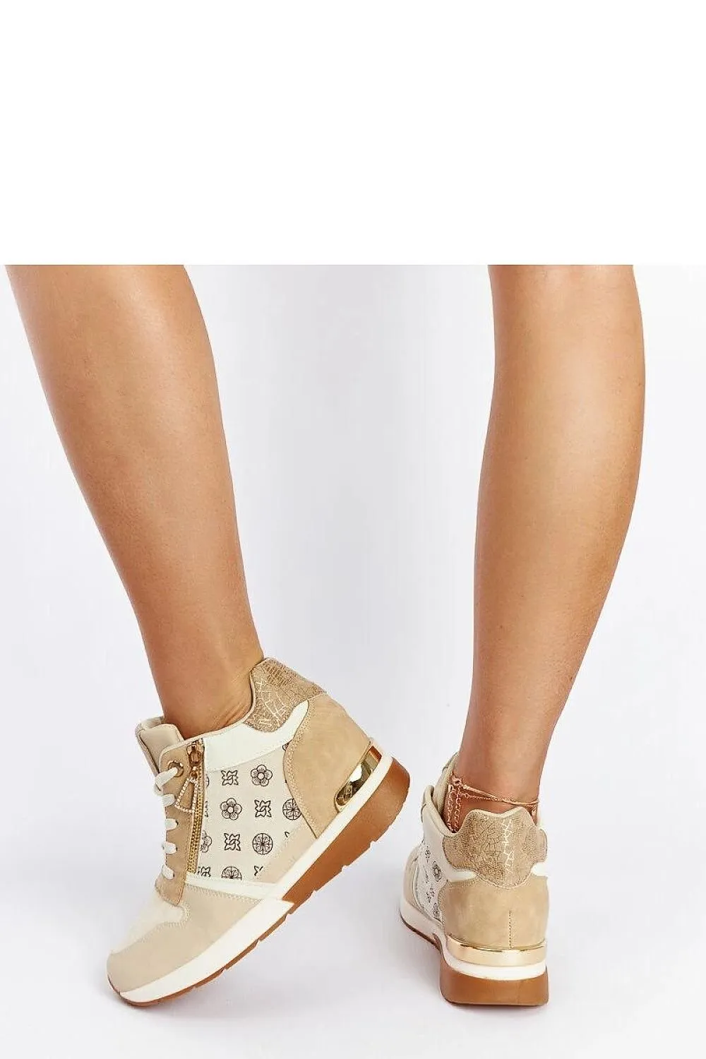 Brown wedge sneakers