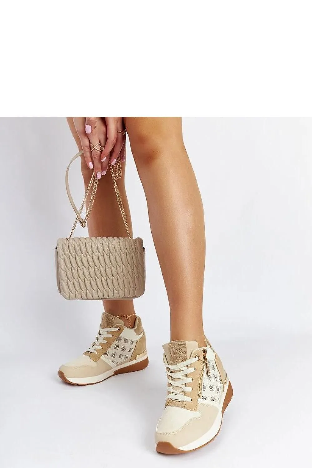 Brown wedge sneakers