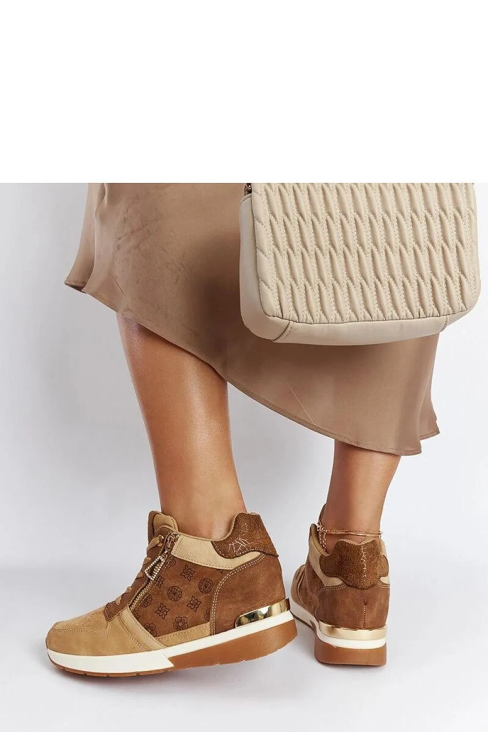 Brown wedge sneakers