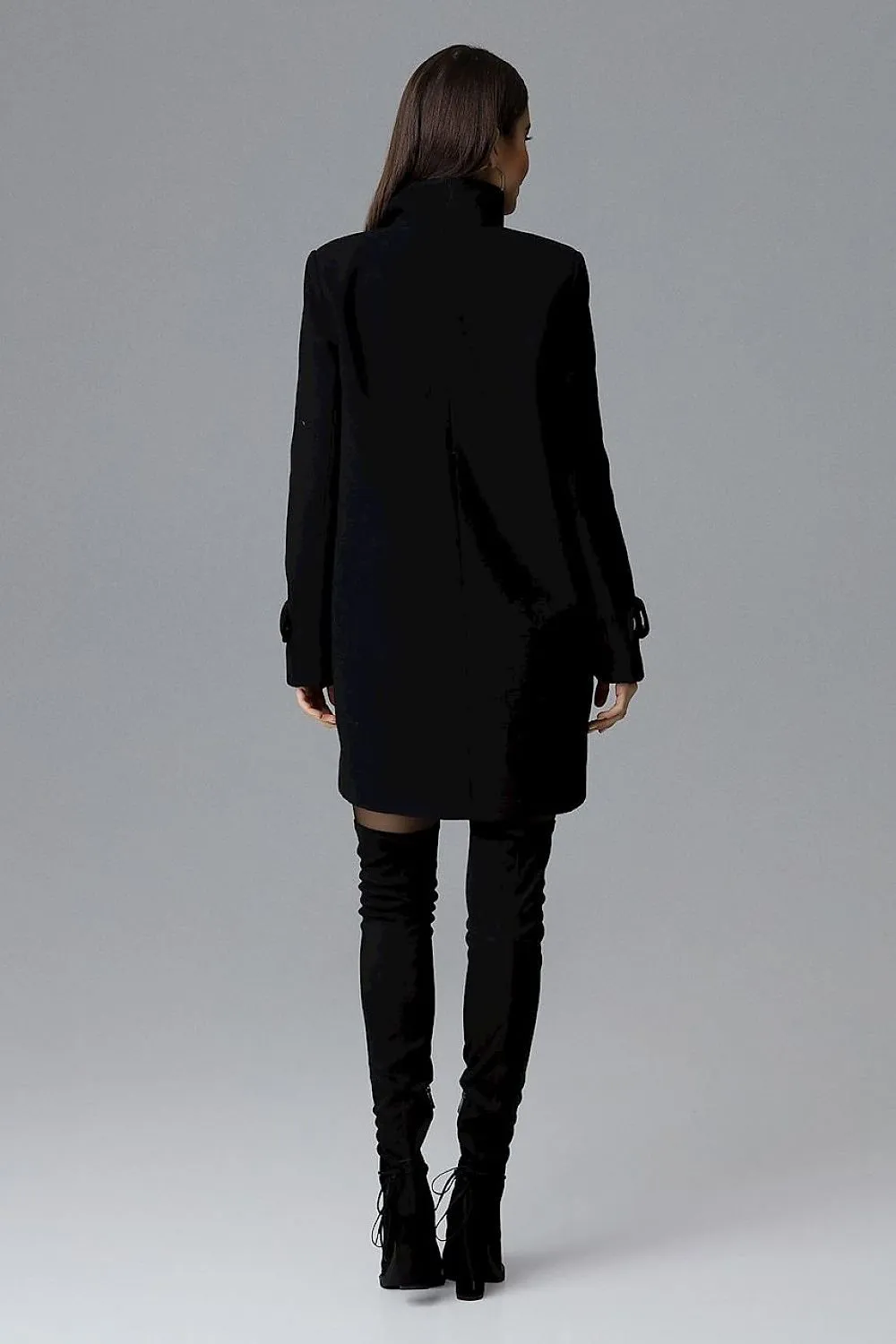 Classic, double-breasted coat with a stand-up collar Figl