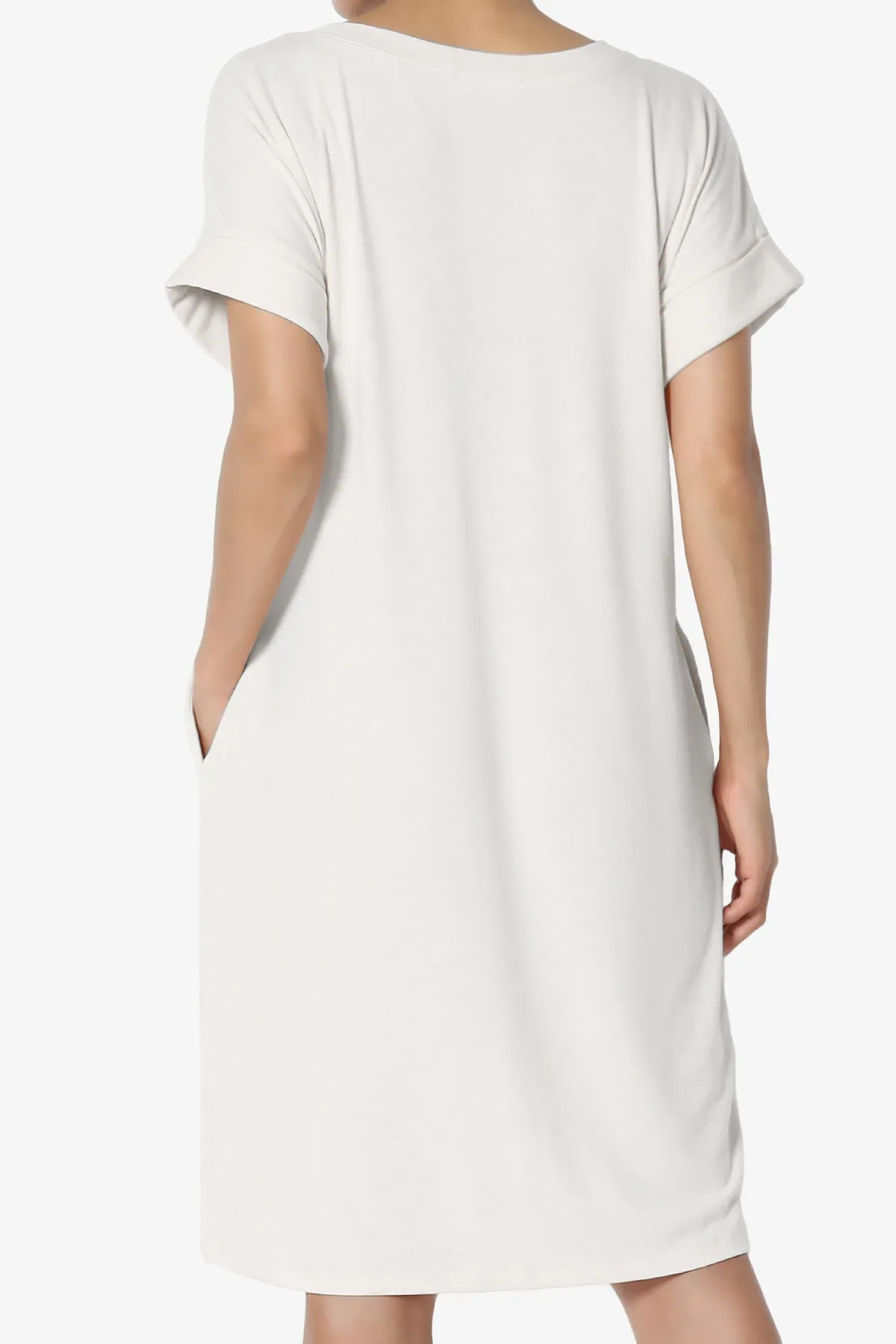 Cliff Rolled Short Sleeve V-Neck Dress