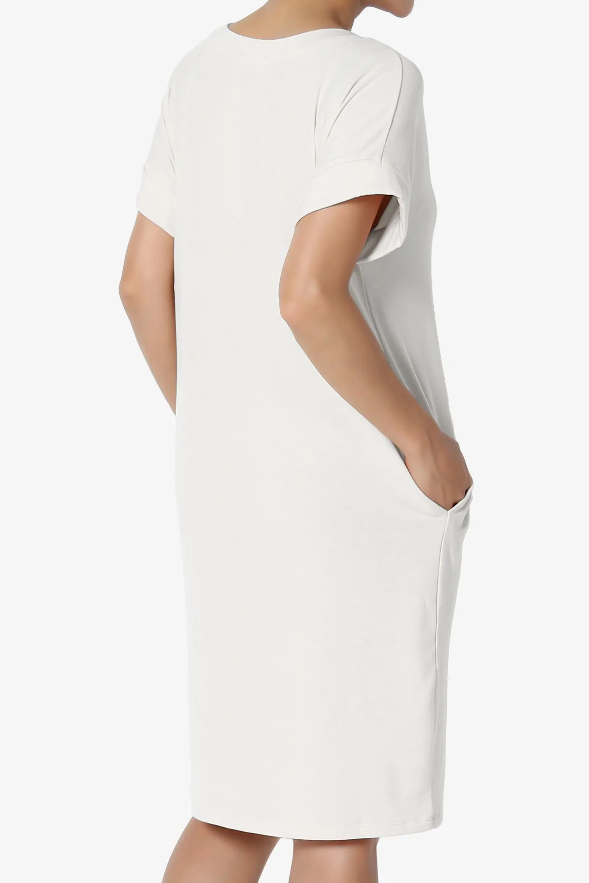Cliff Rolled Short Sleeve V-Neck Dress