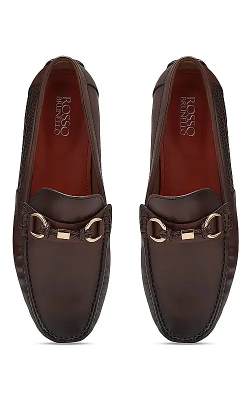 Coffee Moccasins With Braided Panel