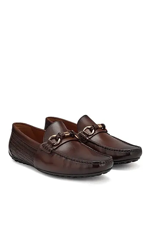 Coffee Moccasins With Braided Panel