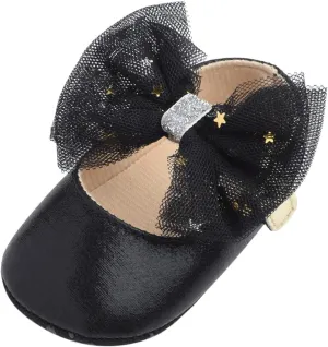 DEESEE(TM)_Home Baby Shoes, Baby Girls Mary Janes Flat Bowknot Rubber Sole First Walker Princess Dress Shoes
