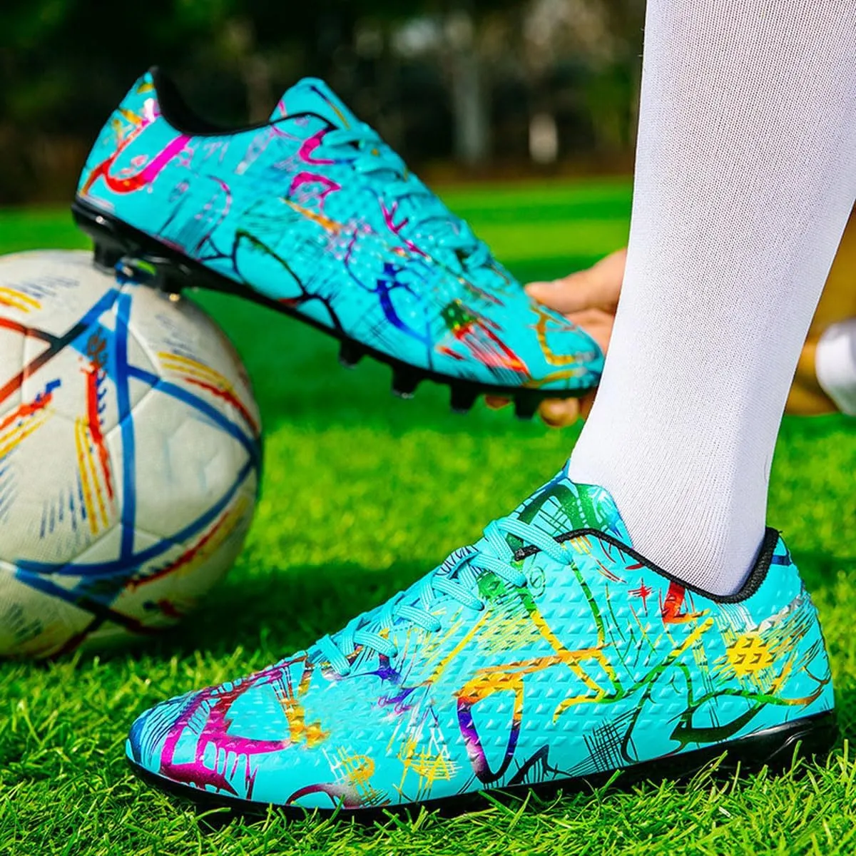 DHOVOR Mens Womens Soccer Cleats FG Football Shoes Unisex Adult Athletics Football Trainers Football Cleats Teenagers Soccer Shoes