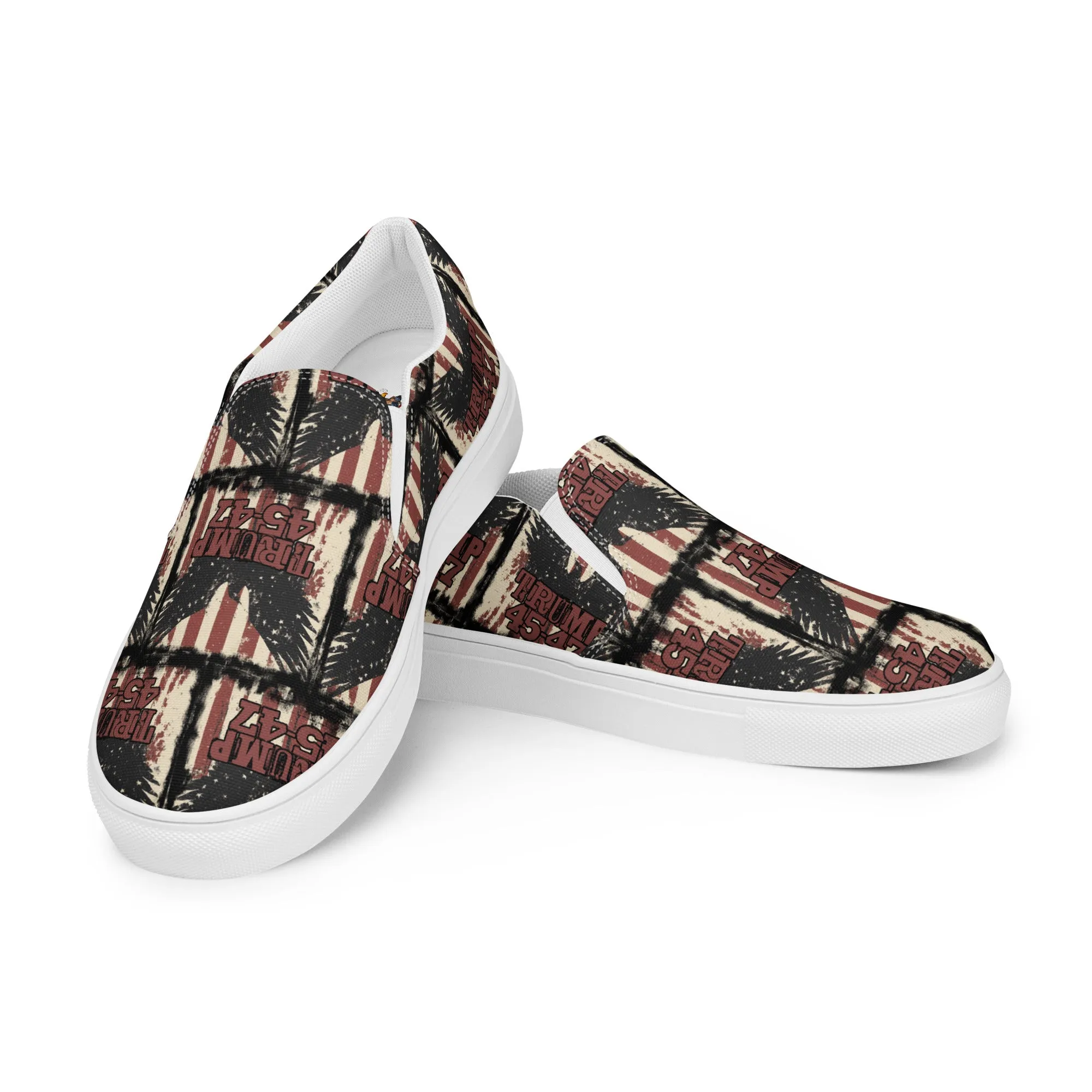Distressed flag and eagle, Men’s slip-on canvas shoes
