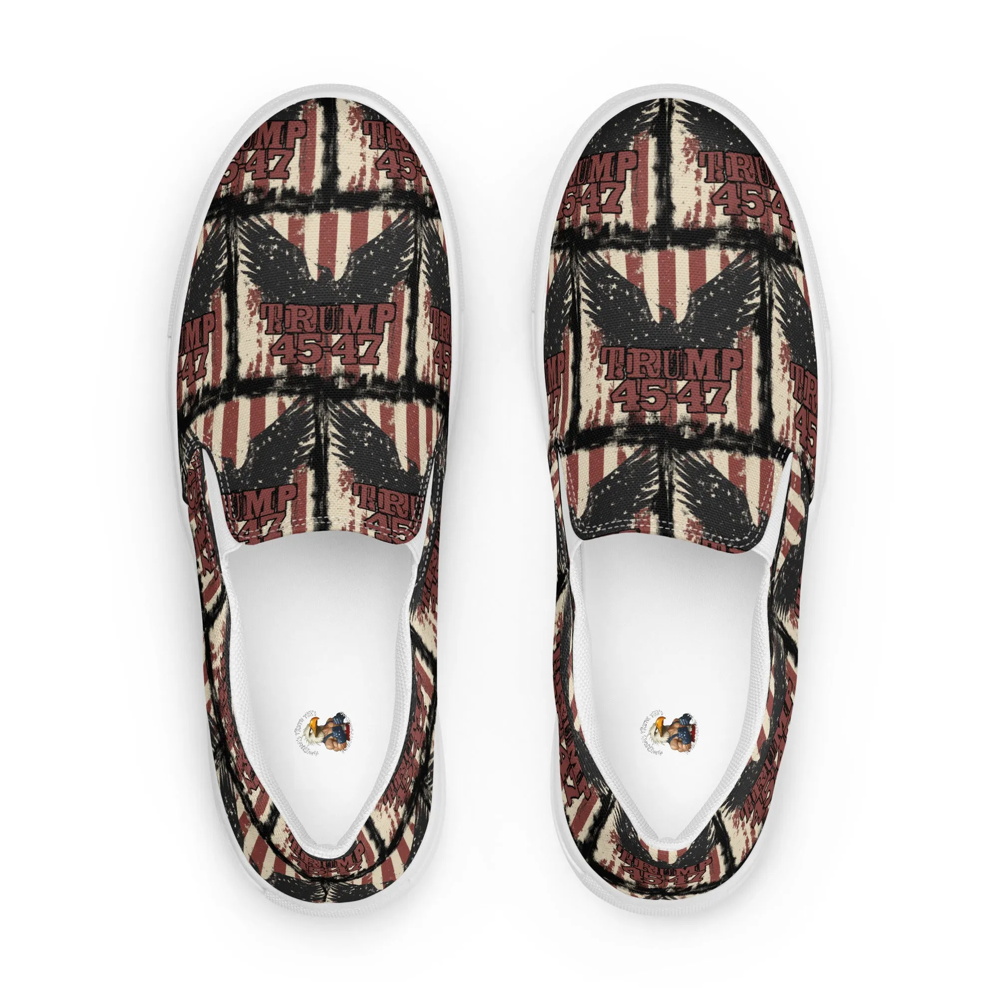 Distressed flag and eagle, Men’s slip-on canvas shoes