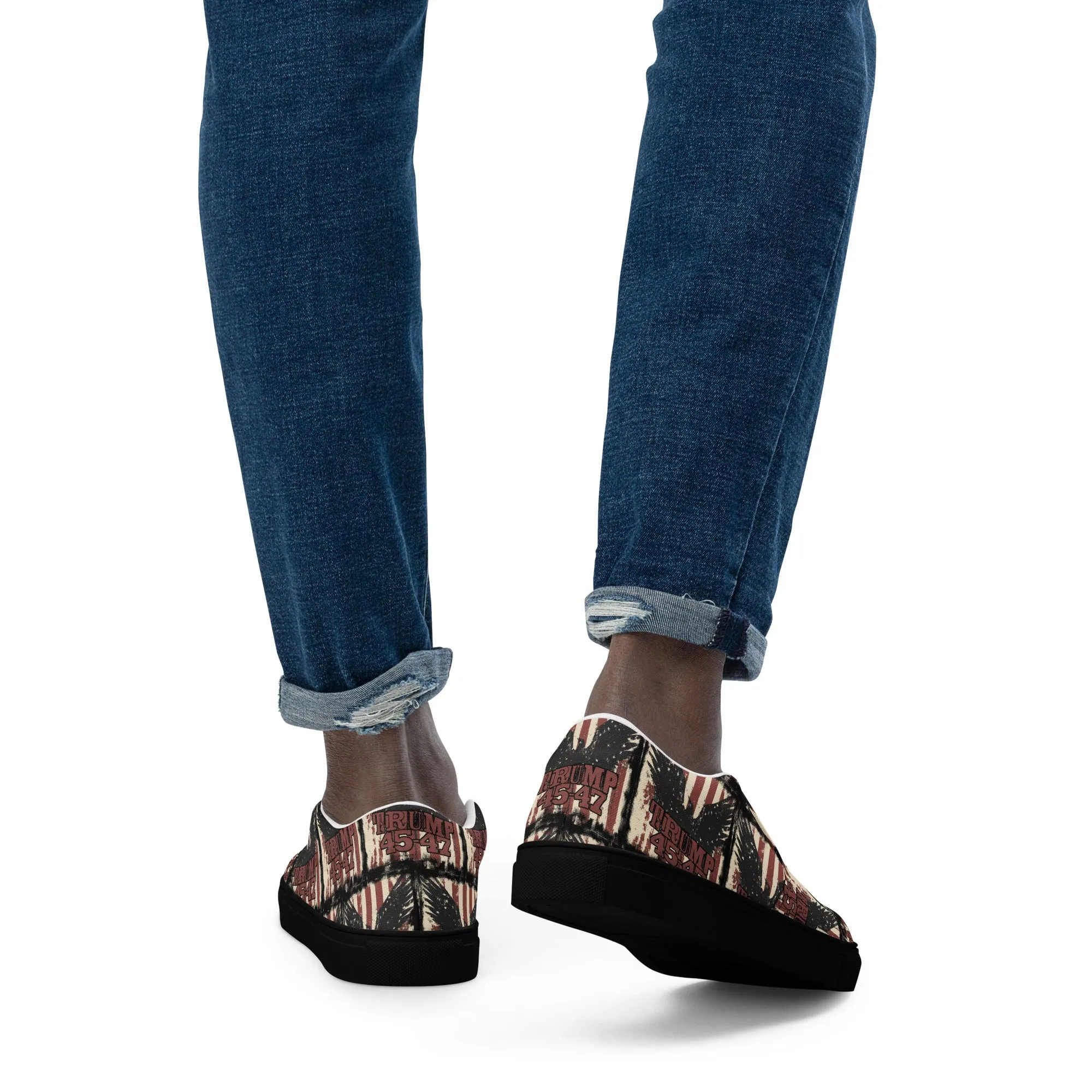 Distressed flag and eagle, Men’s slip-on canvas shoes