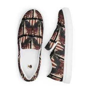 Distressed flag and eagle, Men’s slip-on canvas shoes