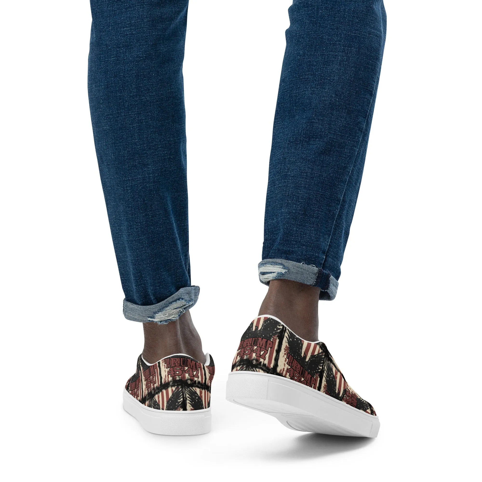 Distressed flag and eagle, Men’s slip-on canvas shoes