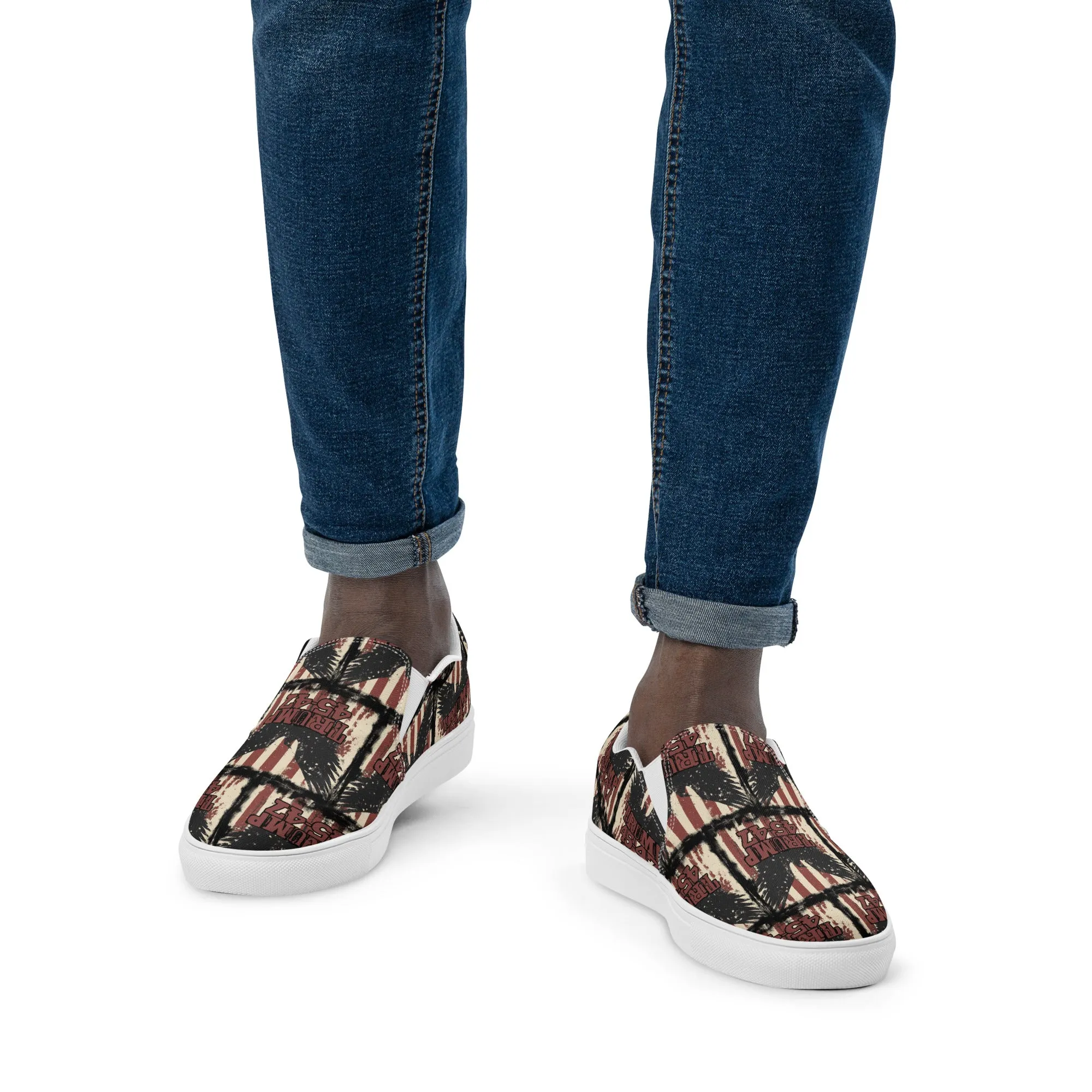 Distressed flag and eagle, Men’s slip-on canvas shoes