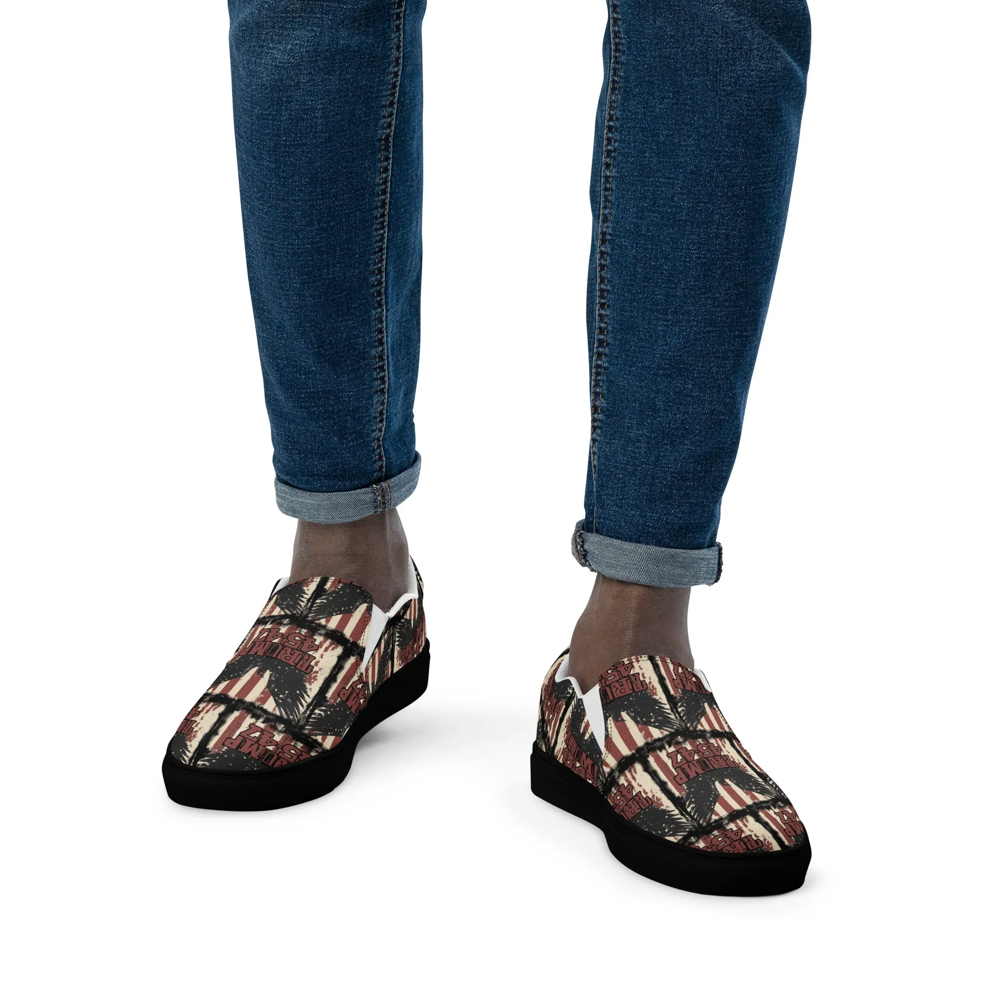 Distressed flag and eagle, Men’s slip-on canvas shoes