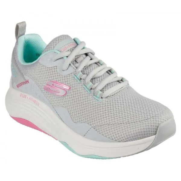 D'LUX FITNESS-ROAM FREE Ladies Lace-Up Trainers Light Grey/Multi