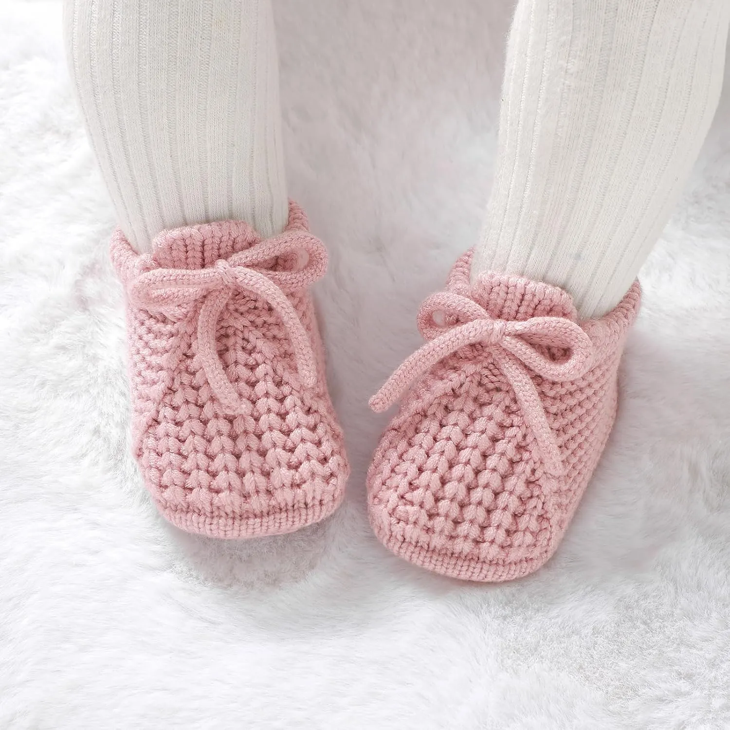 DovFanny Baby Booties Newborn Baby First Shoes Cozy Warm Knit Soft Booties for Toddler Infant Boy Girl