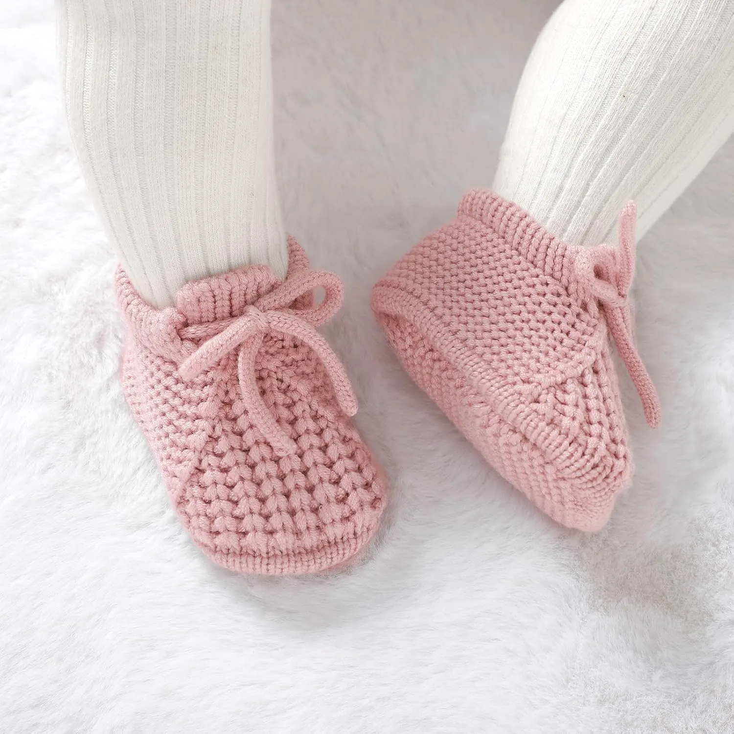 DovFanny Baby Booties Newborn Baby First Shoes Cozy Warm Knit Soft Booties for Toddler Infant Boy Girl