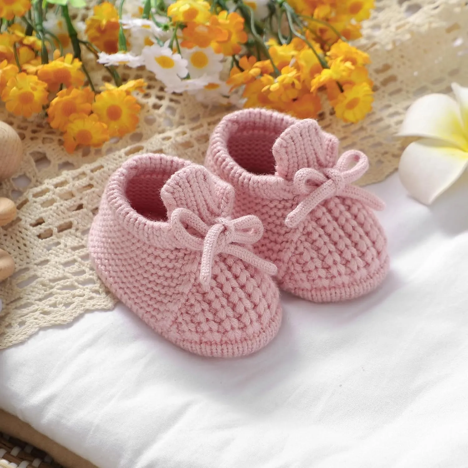 DovFanny Baby Booties Newborn Baby First Shoes Cozy Warm Knit Soft Booties for Toddler Infant Boy Girl