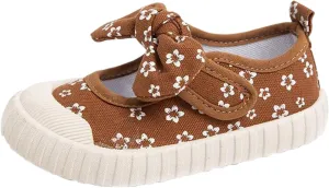 Dress Girls Rubber Sole Toddler Child Floral Printed Canvas Outing Baby Bow Kids Shoes Baby Boots 12-18 Months Girl