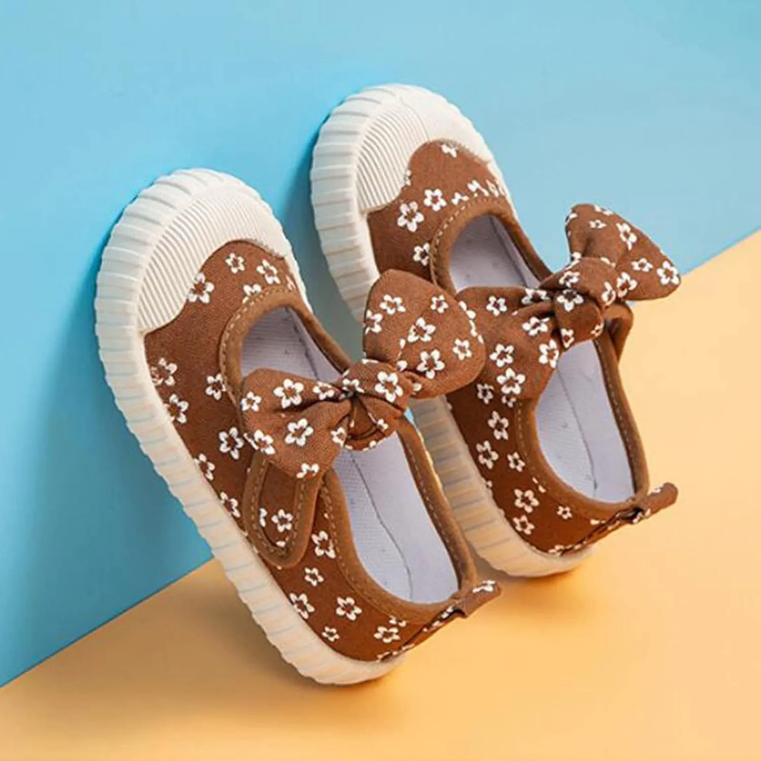 Dress Girls Rubber Sole Toddler Child Floral Printed Canvas Outing Baby Bow Kids Shoes Baby Boots 12-18 Months Girl