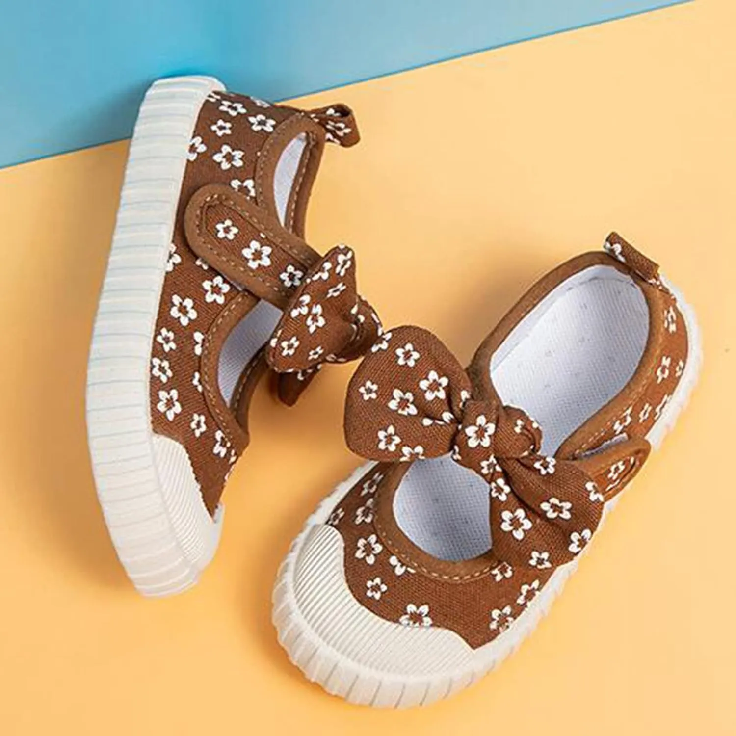 Dress Girls Rubber Sole Toddler Child Floral Printed Canvas Outing Baby Bow Kids Shoes Baby Boots 12-18 Months Girl