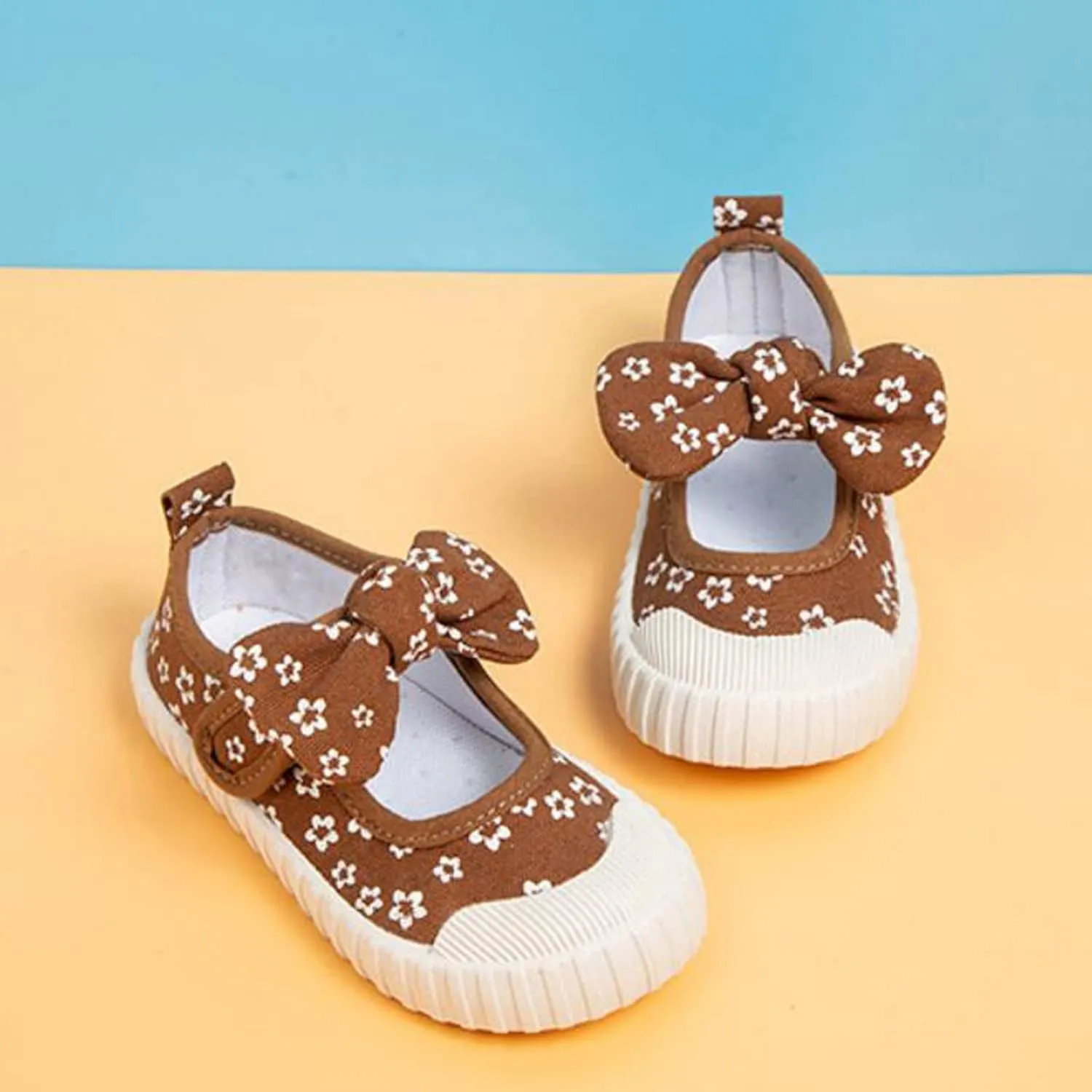 Dress Girls Rubber Sole Toddler Child Floral Printed Canvas Outing Baby Bow Kids Shoes Baby Boots 12-18 Months Girl