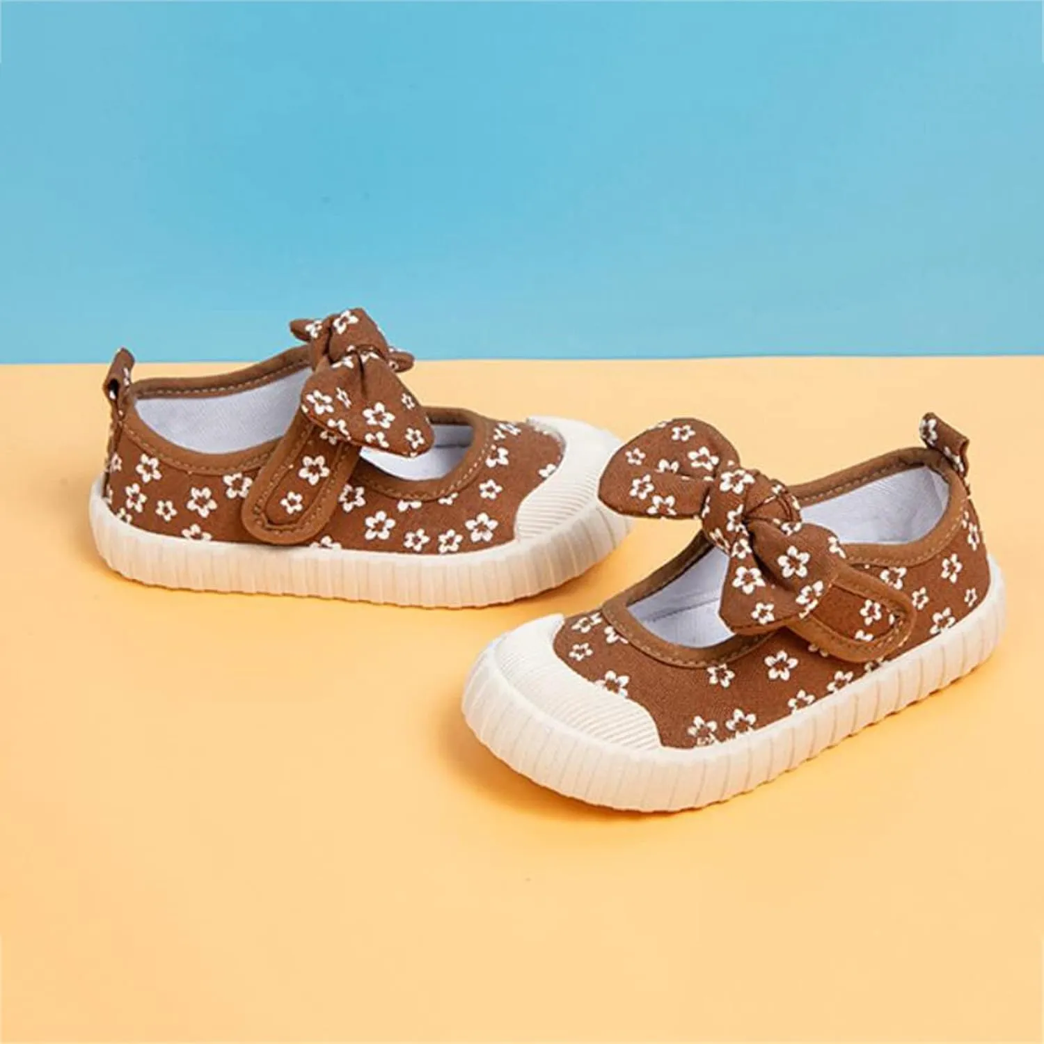 Dress Girls Rubber Sole Toddler Child Floral Printed Canvas Outing Baby Bow Kids Shoes Baby Boots 12-18 Months Girl