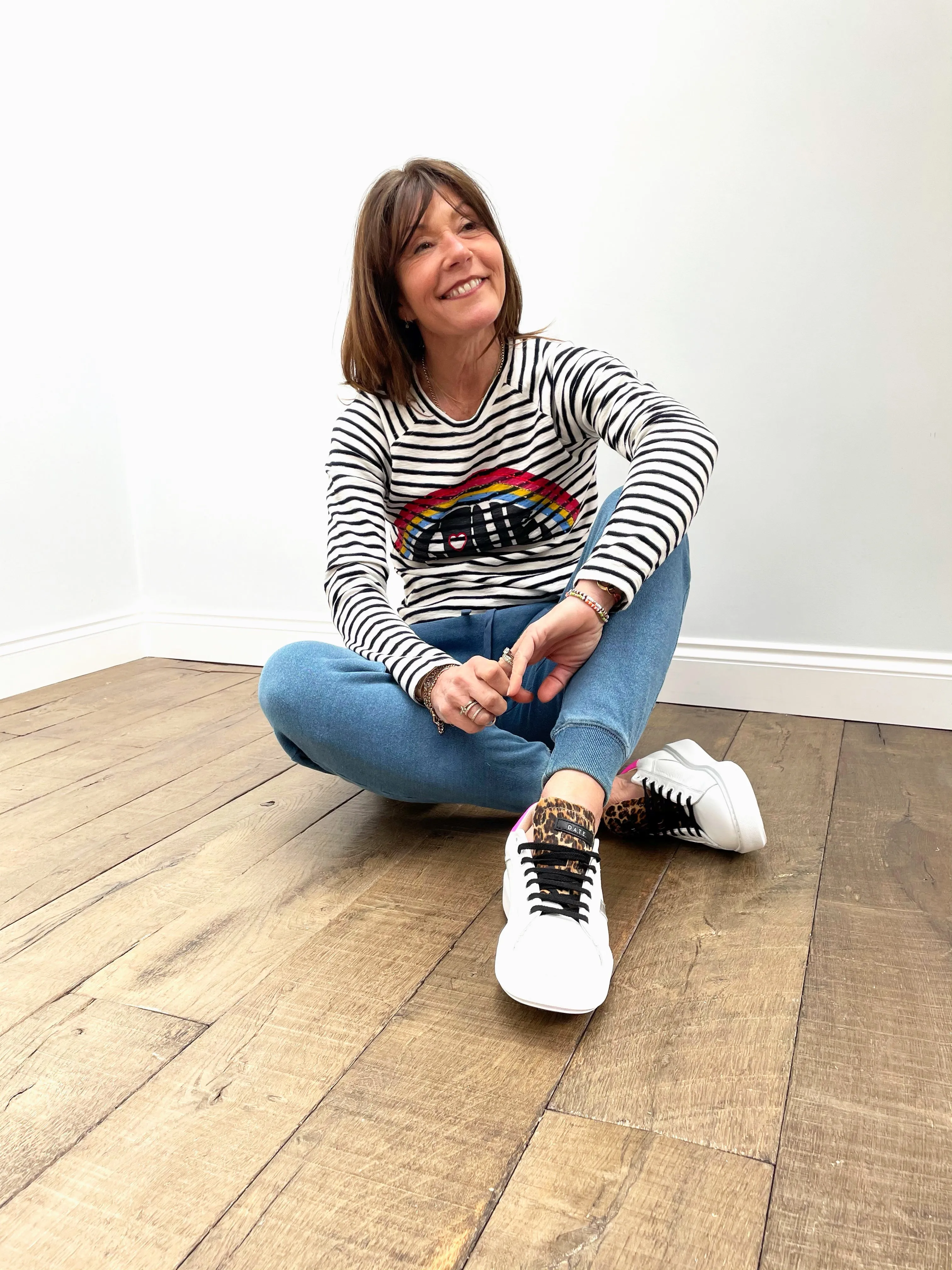 FIVE TSE2116 LOVE Striped Tee in Chalk