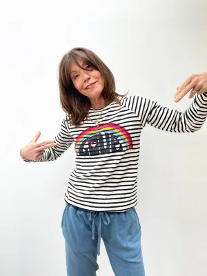 FIVE TSE2116 LOVE Striped Tee in Chalk