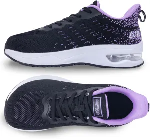 GANNOU Wide Toe Box Shoes Women Running Sneakers Wide Width Air Walking Tennis Shoes for Gym Workout Fitness BlackPurple Size 10