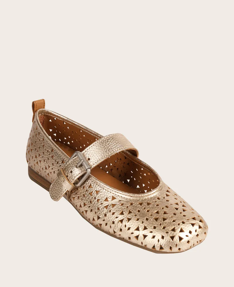 GENTLE SOULS - Karla Perforated Metallic Mary Jane