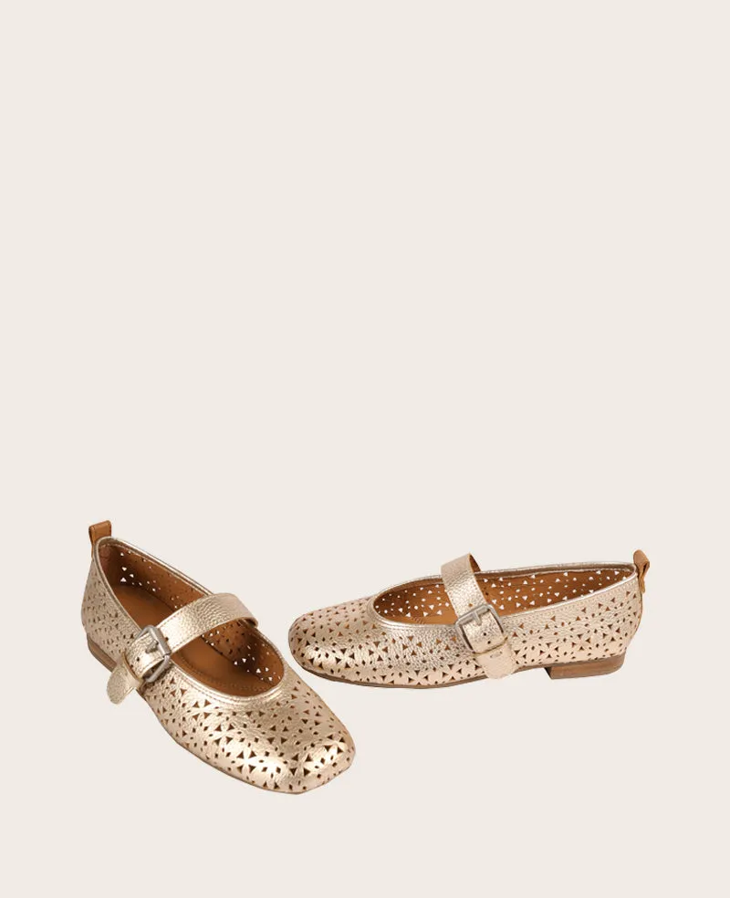 GENTLE SOULS - Karla Perforated Metallic Mary Jane