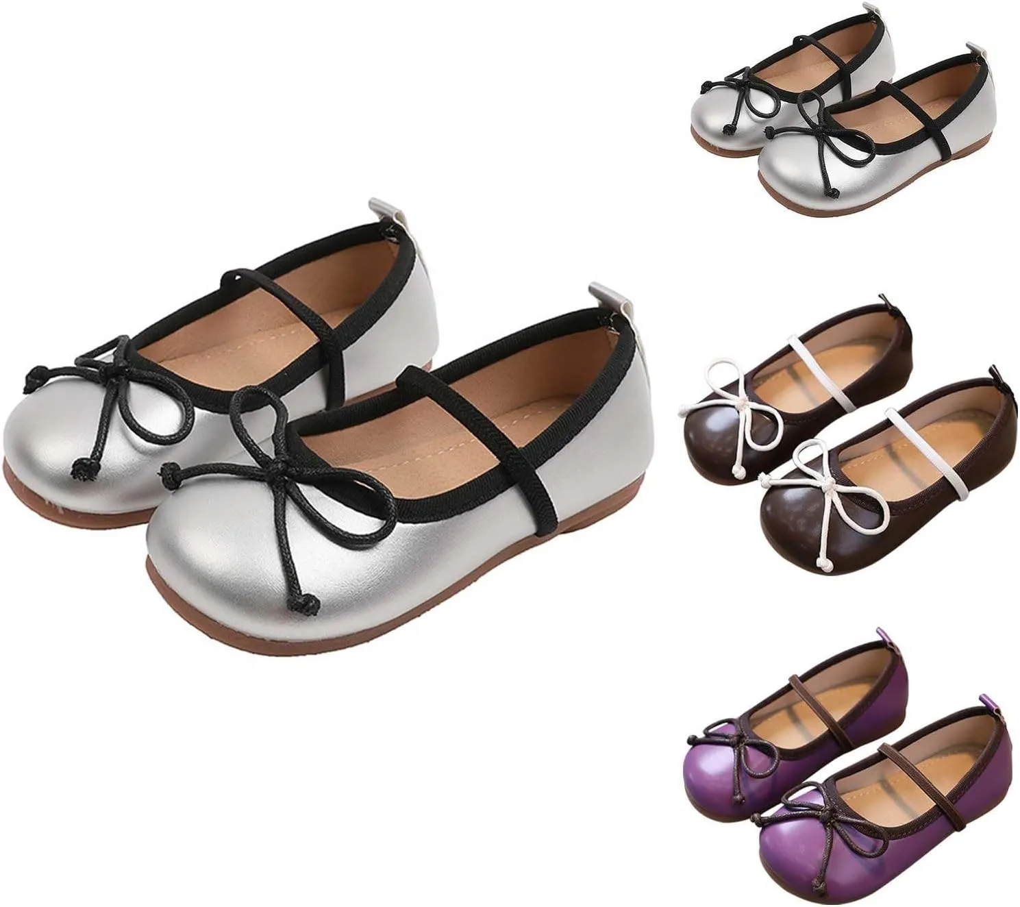 Girls Dress Shoes Flower Girl Shoes Mary Jane Ballet Flats Bow Wedding Party Communion Shoes for Baby Girls