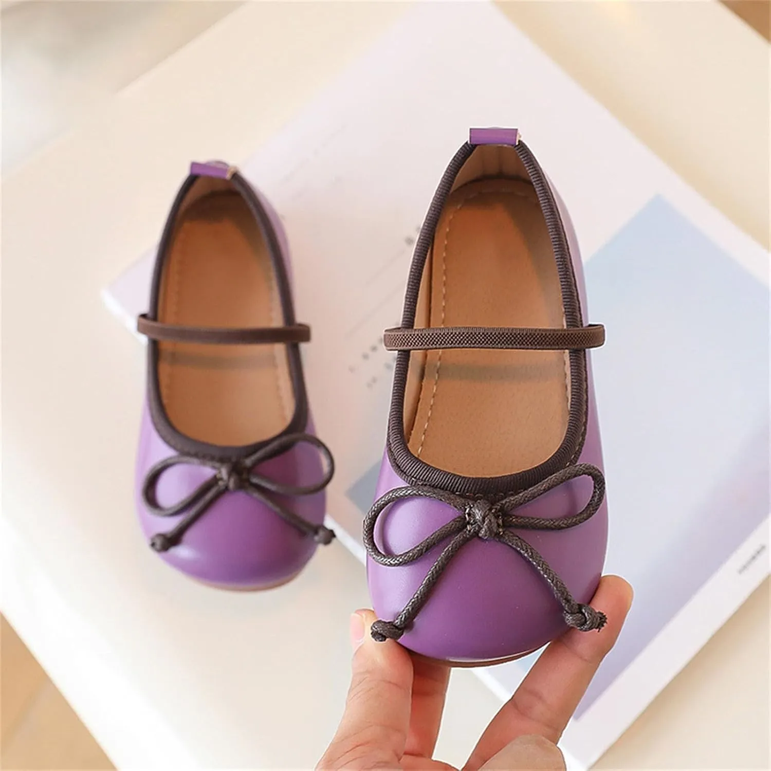 Girls Dress Shoes Flower Girl Shoes Mary Jane Ballet Flats Bow Wedding Party Communion Shoes for Baby Girls