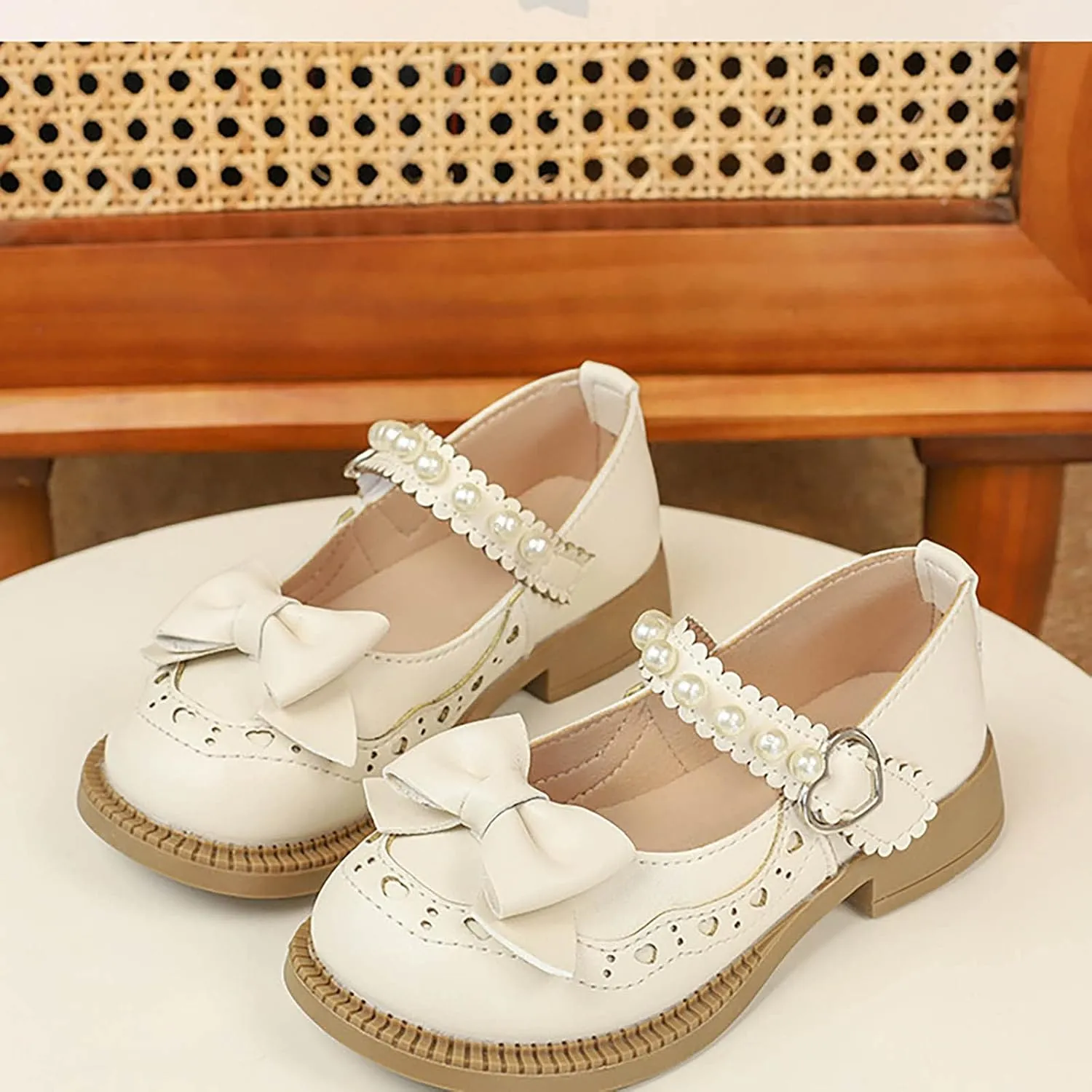 Girls Dress Shoes Wedding Bowknot Leather Princess Shoes Pary School Shoes Lightweight Sandals Wedges for Girls