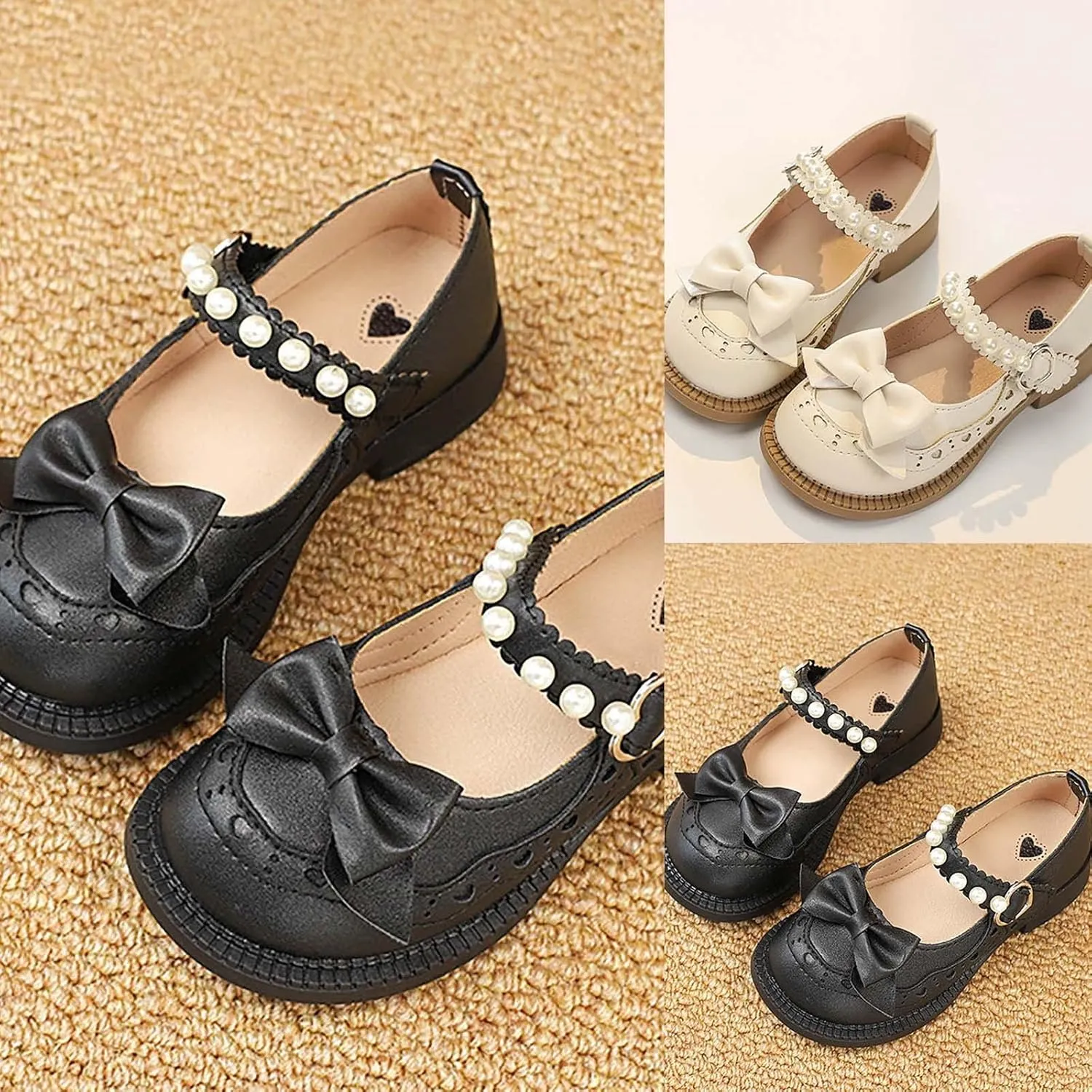 Girls Dress Shoes Wedding Bowknot Leather Princess Shoes Pary School Shoes Lightweight Sandals Wedges for Girls