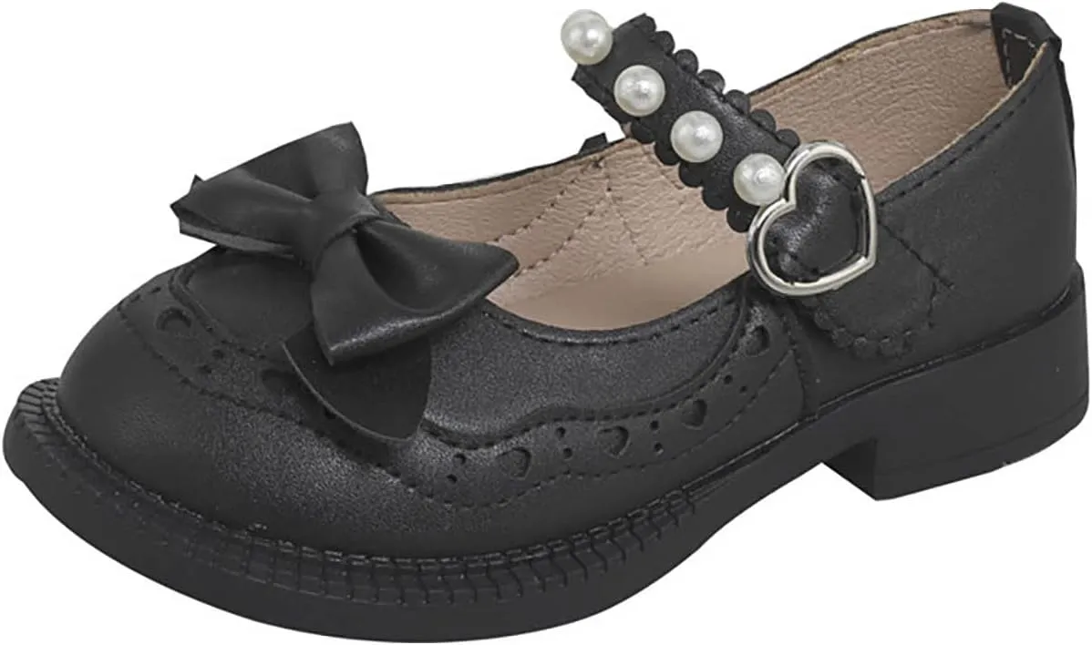Girls Dress Shoes Wedding Bowknot Leather Princess Shoes Pary School Shoes Lightweight Sandals Wedges for Girls
